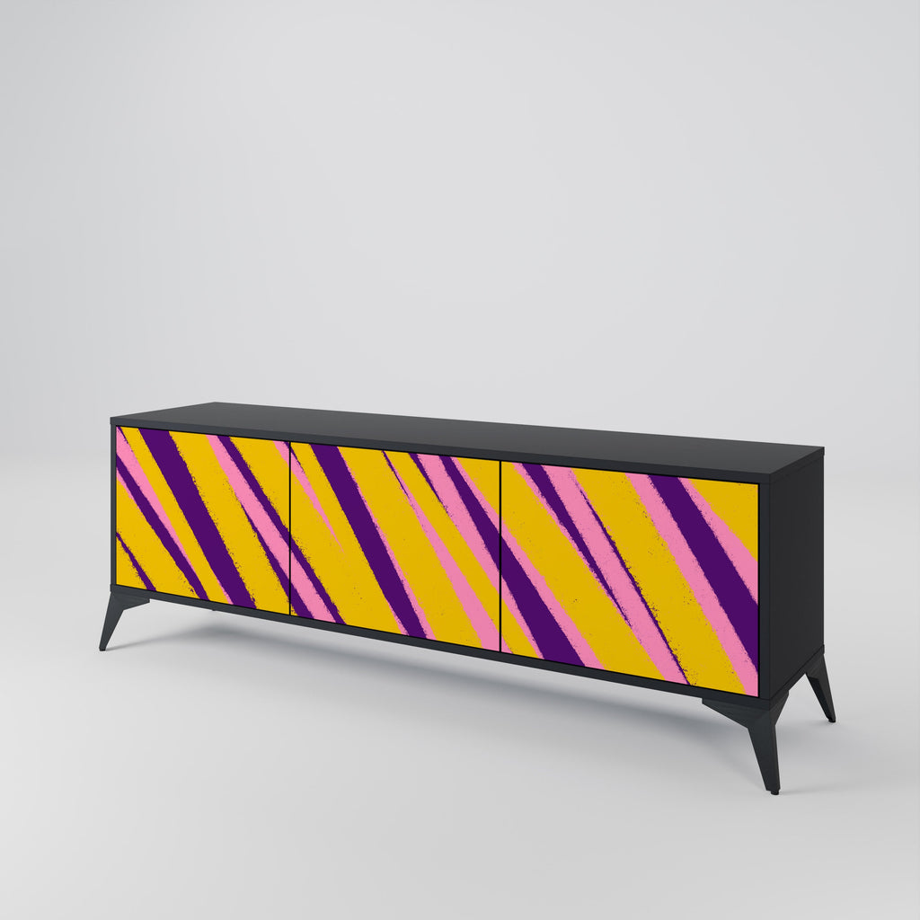 Meuble TV 3 portes DREAMS COME TRUE en finition noire