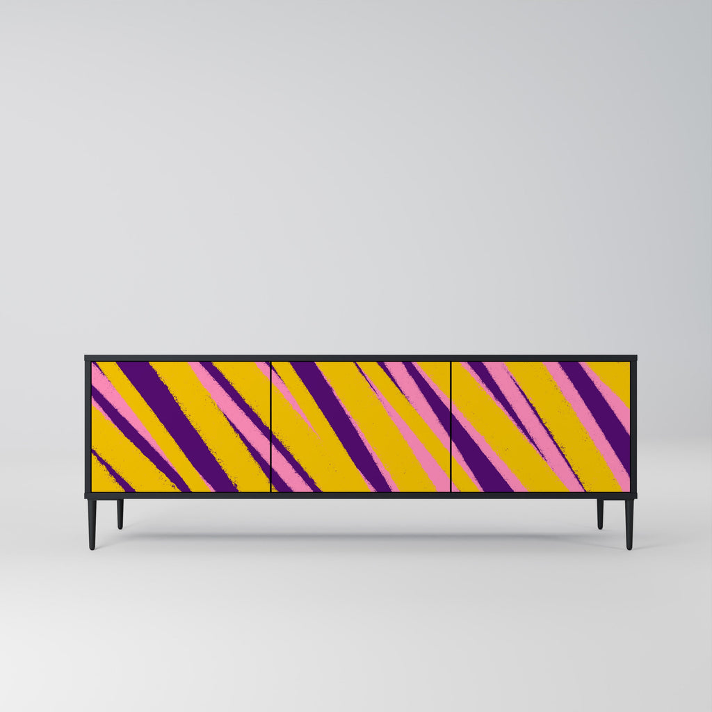 Meuble TV 3 portes DREAMS COME TRUE en finition noire