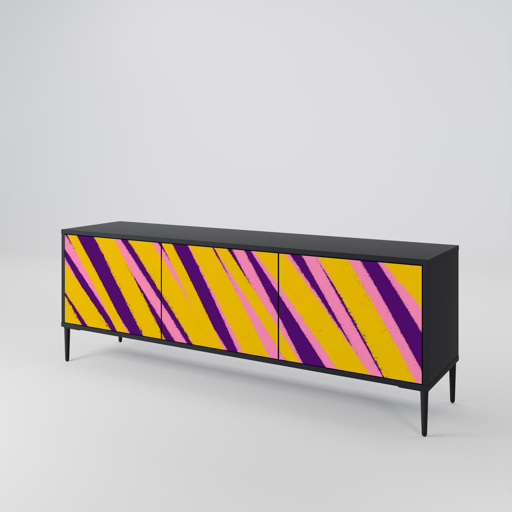 Meuble TV 3 portes DREAMS COME TRUE en finition noire