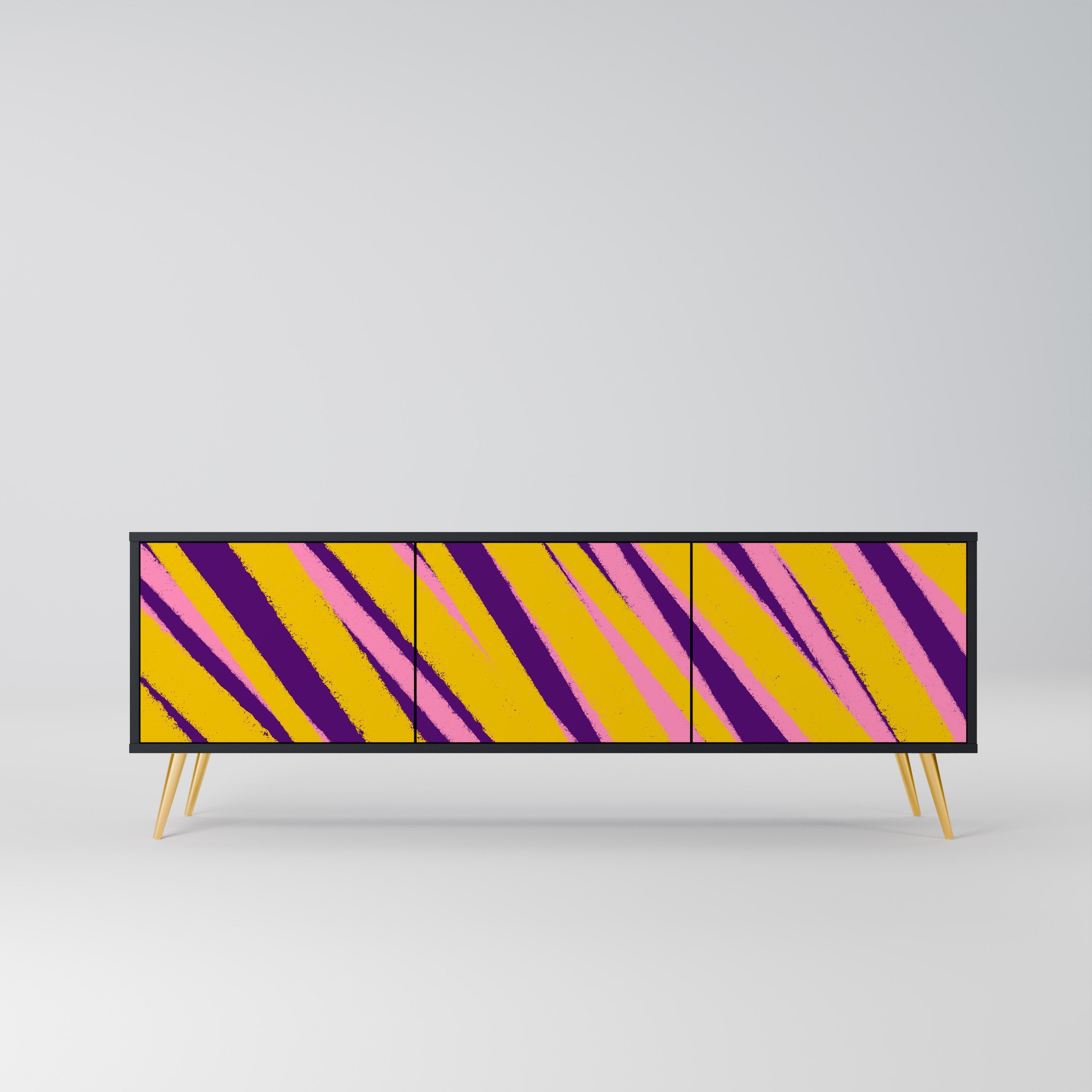 Meuble TV 3 portes DREAMS COME TRUE en finition noire