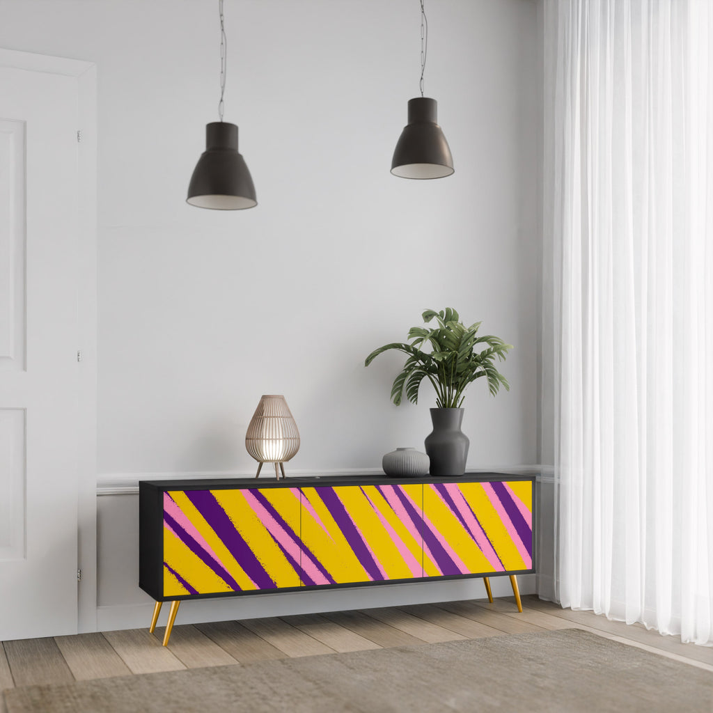 Meuble TV 3 portes DREAMS COME TRUE en finition noire