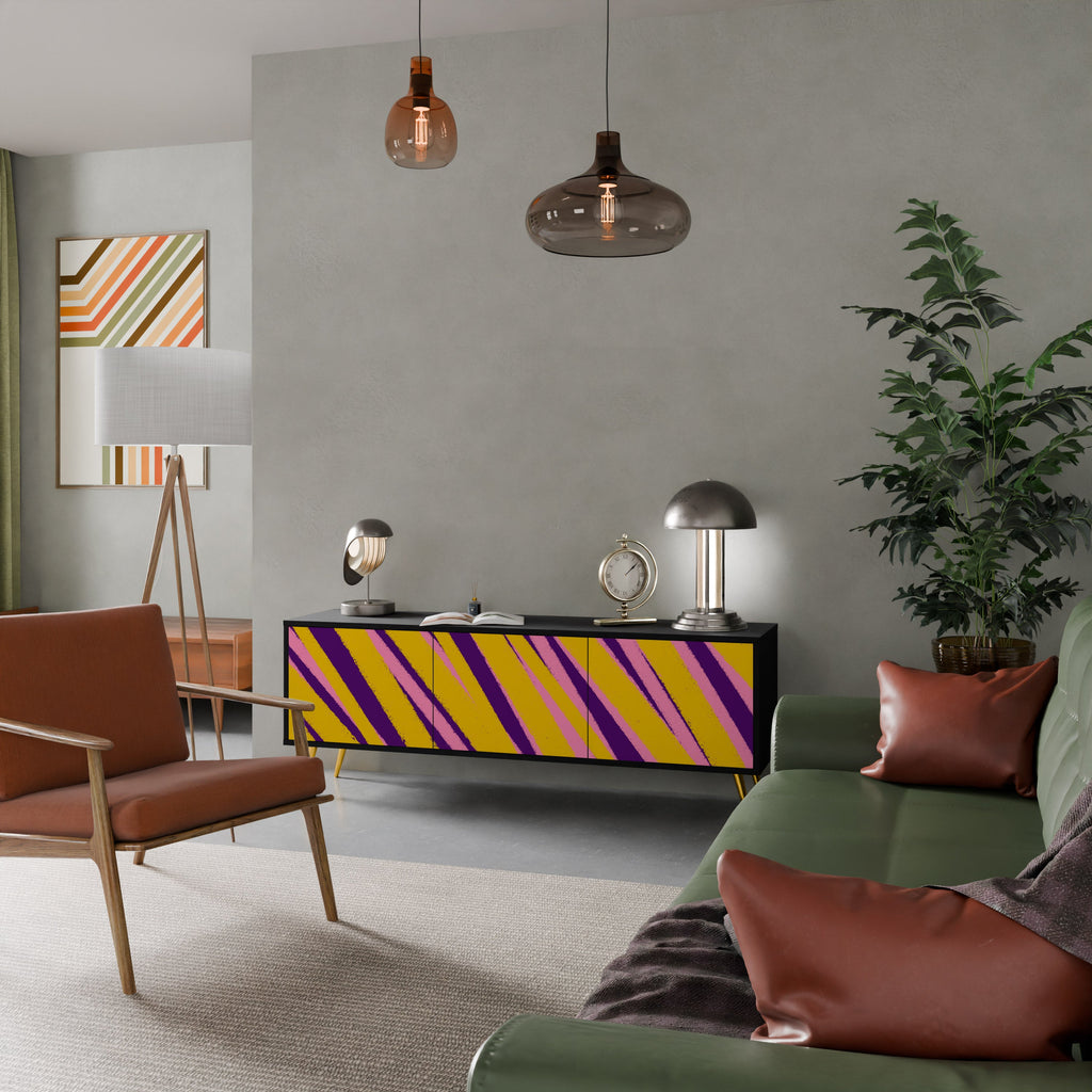 Meuble TV 3 portes DREAMS COME TRUE en finition noire