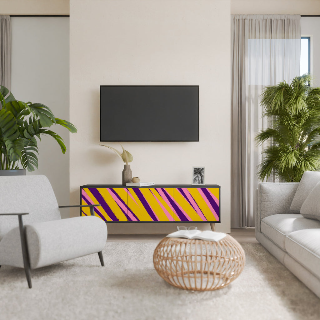 Meuble TV 3 portes DREAMS COME TRUE en finition noire