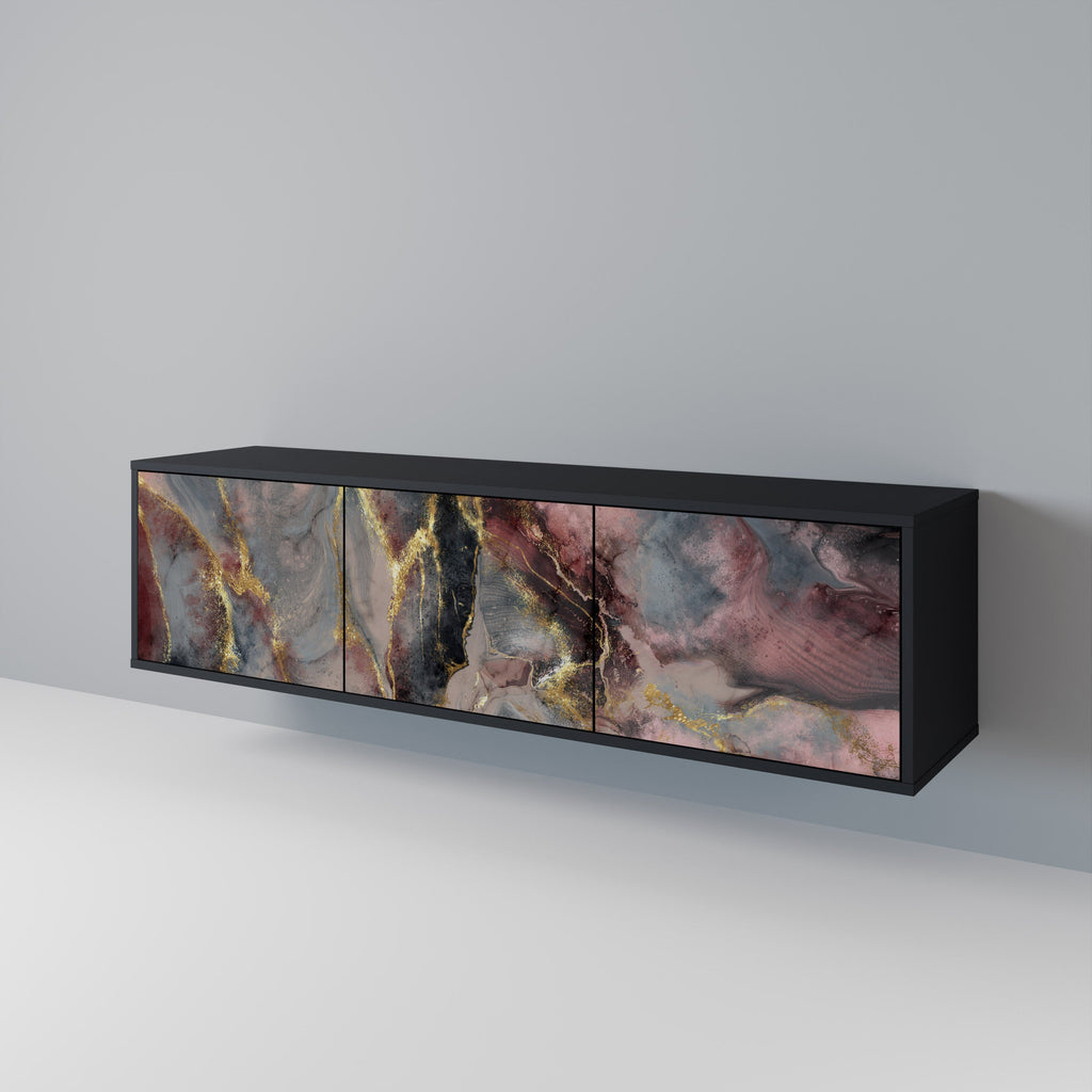 Meuble TV 3 portes GOLDEN TIDES finition noire