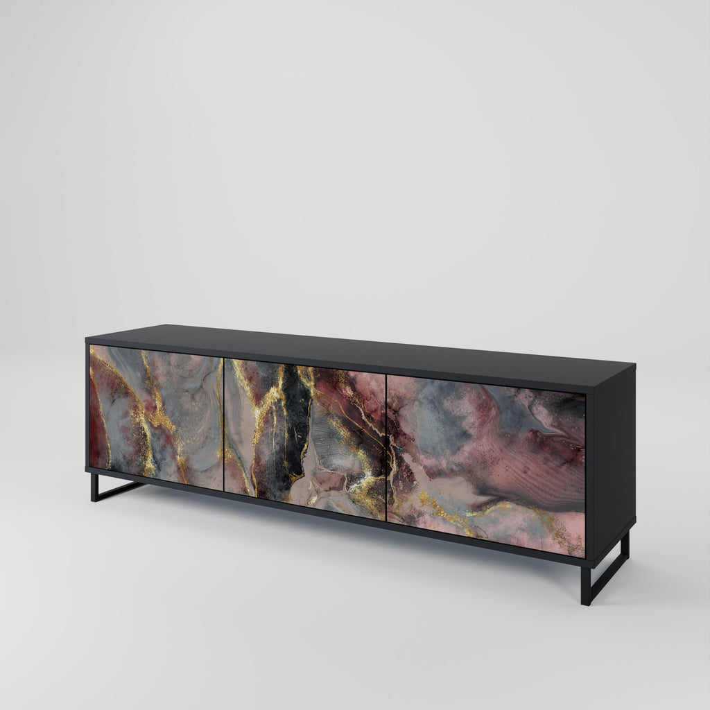 Meuble TV 3 portes GOLDEN TIDES finition noire