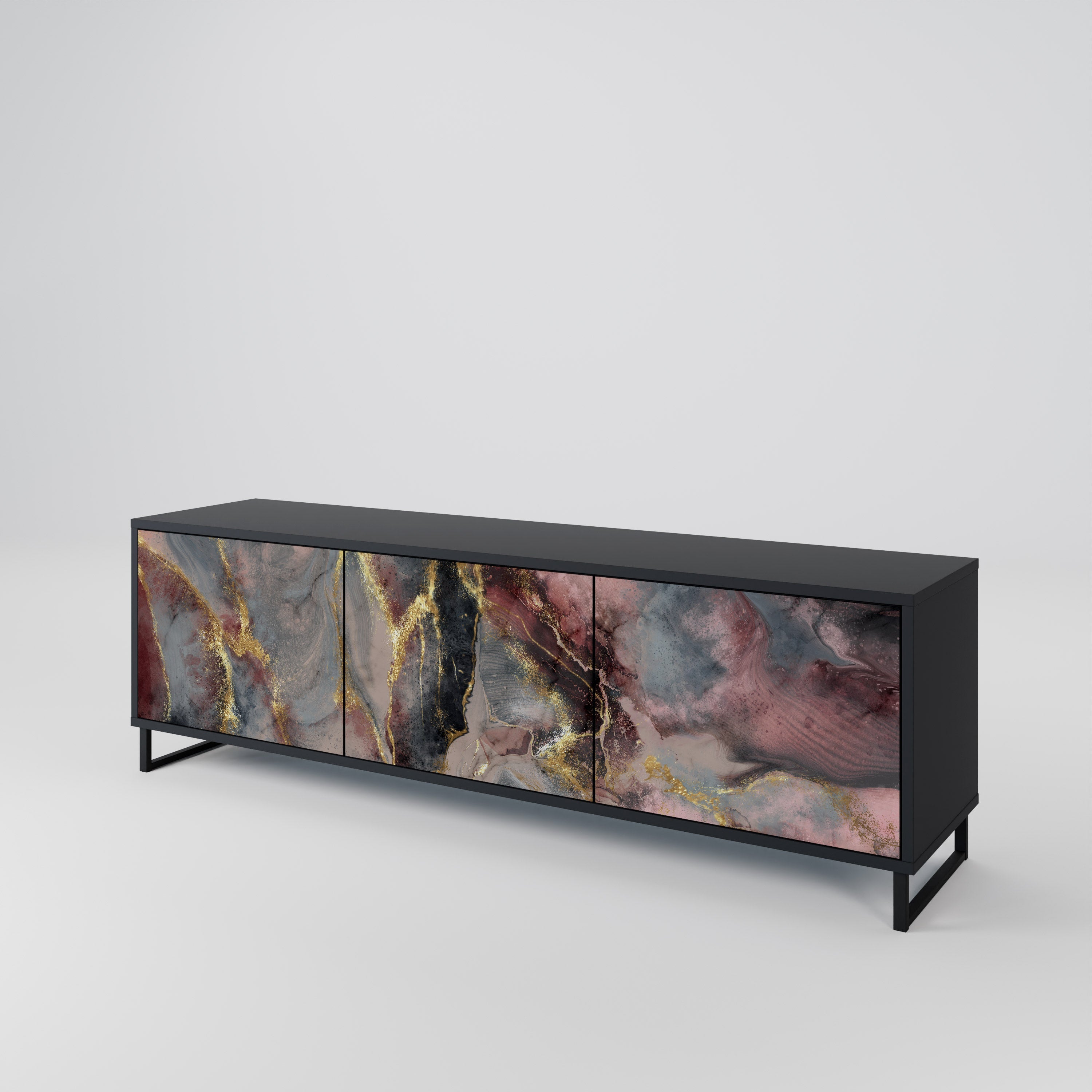 Meuble TV 3 portes GOLDEN TIDES finition noire