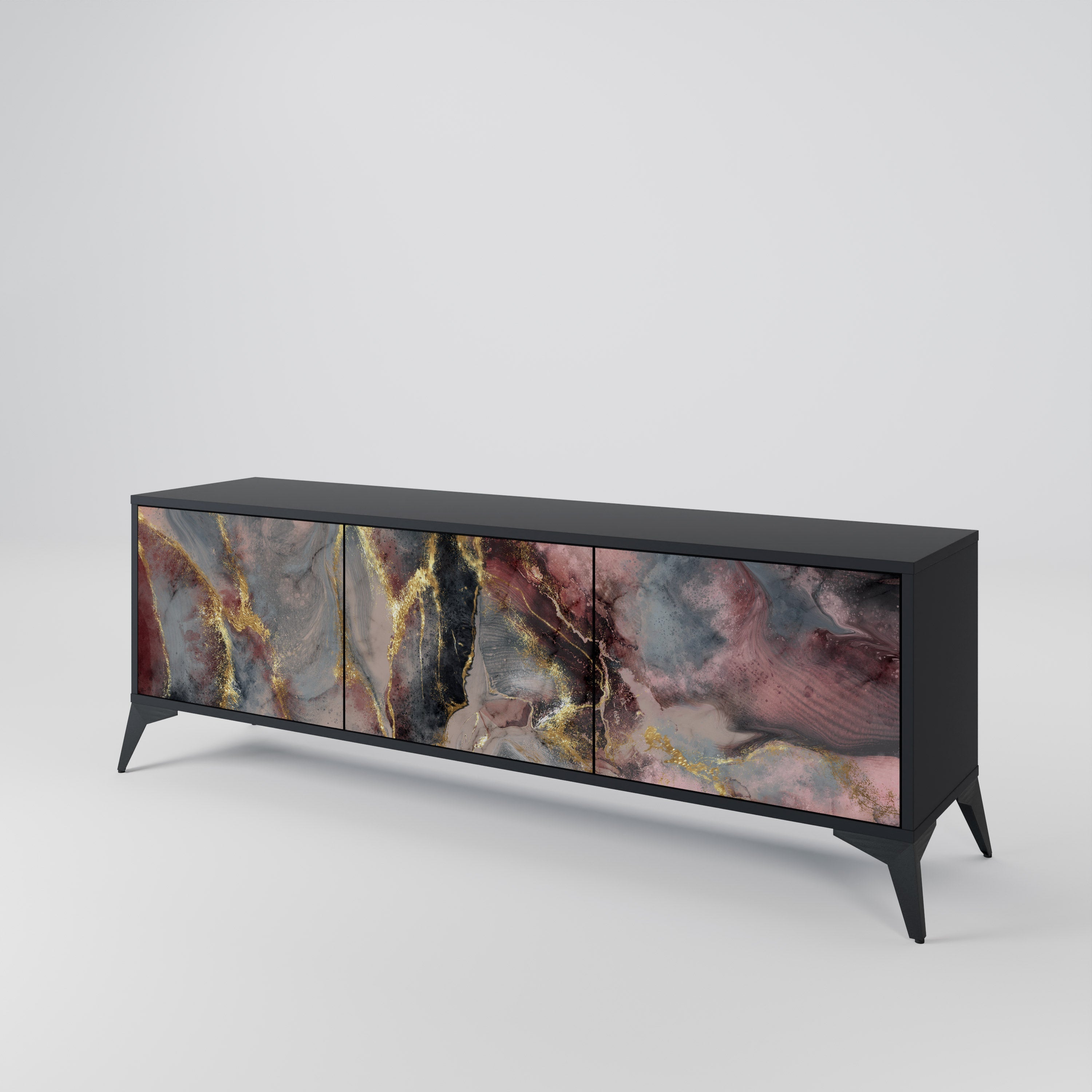 Meuble TV 3 portes GOLDEN TIDES finition noire