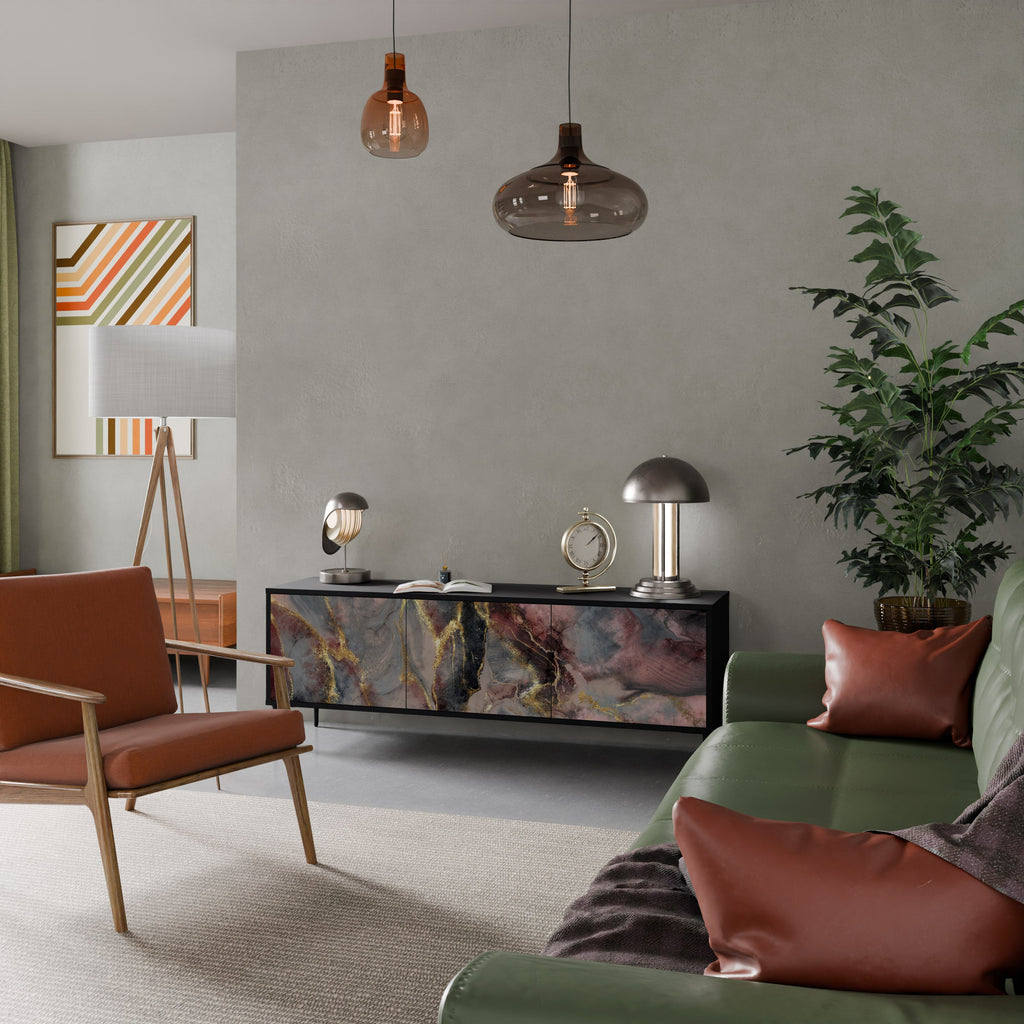 Meuble TV 3 portes GOLDEN TIDES finition noire