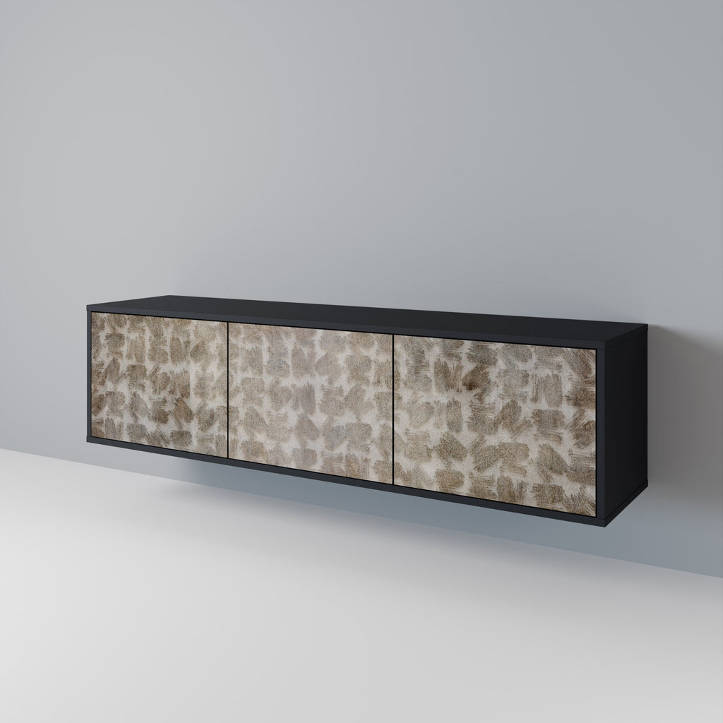 Meuble TV 3 portes LÉGÈREMENT FLOU en finition noire