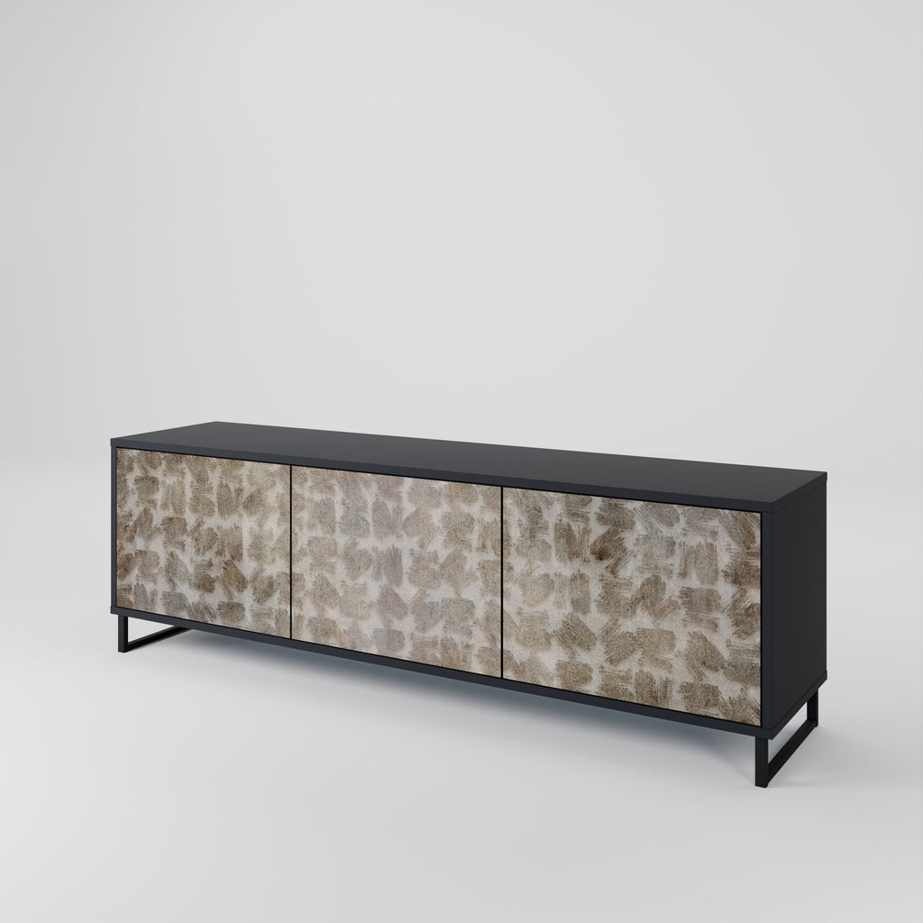 Meuble TV 3 portes LÉGÈREMENT FLOU en finition noire