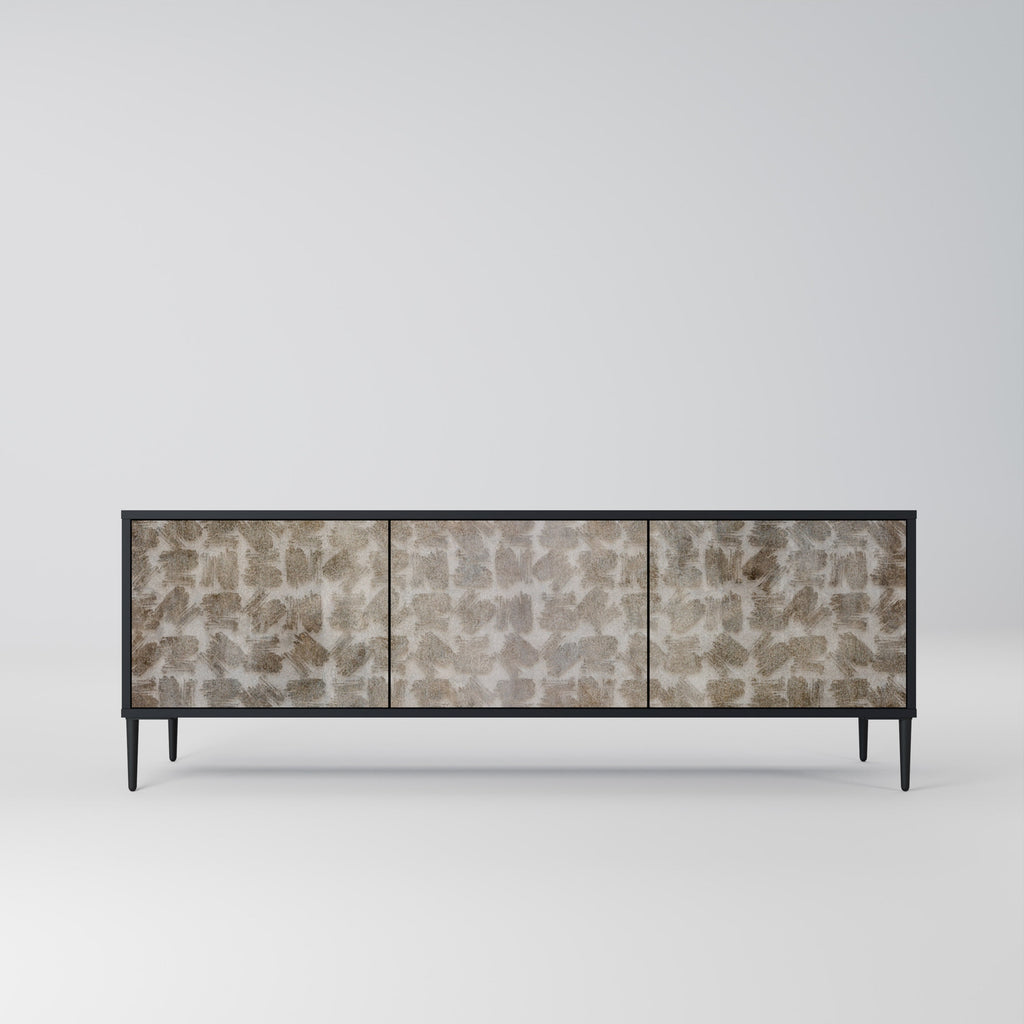 Meuble TV 3 portes LÉGÈREMENT FLOU en finition noire