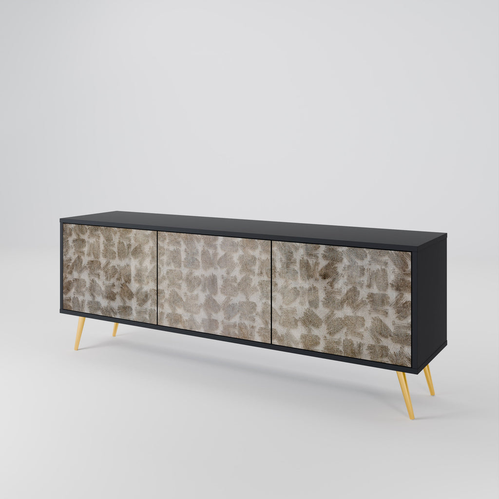 Meuble TV 3 portes LÉGÈREMENT FLOU en finition noire