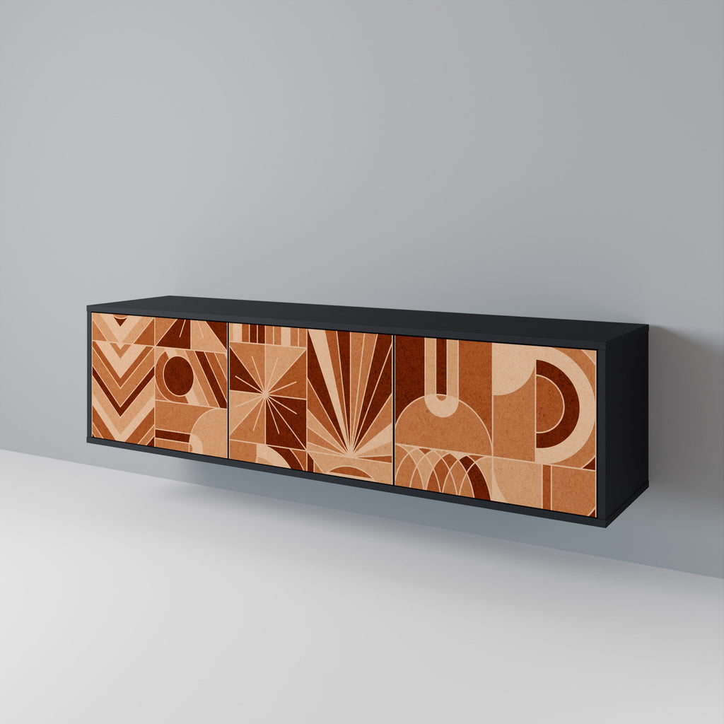 Meuble TV 3 portes PRISM MOSAIC finition noire