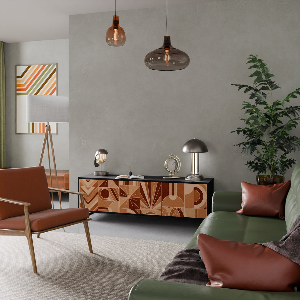 Meuble TV 3 portes PRISM MOSAIC finition noire