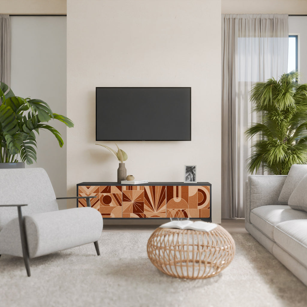 Meuble TV 3 portes PRISM MOSAIC finition noire