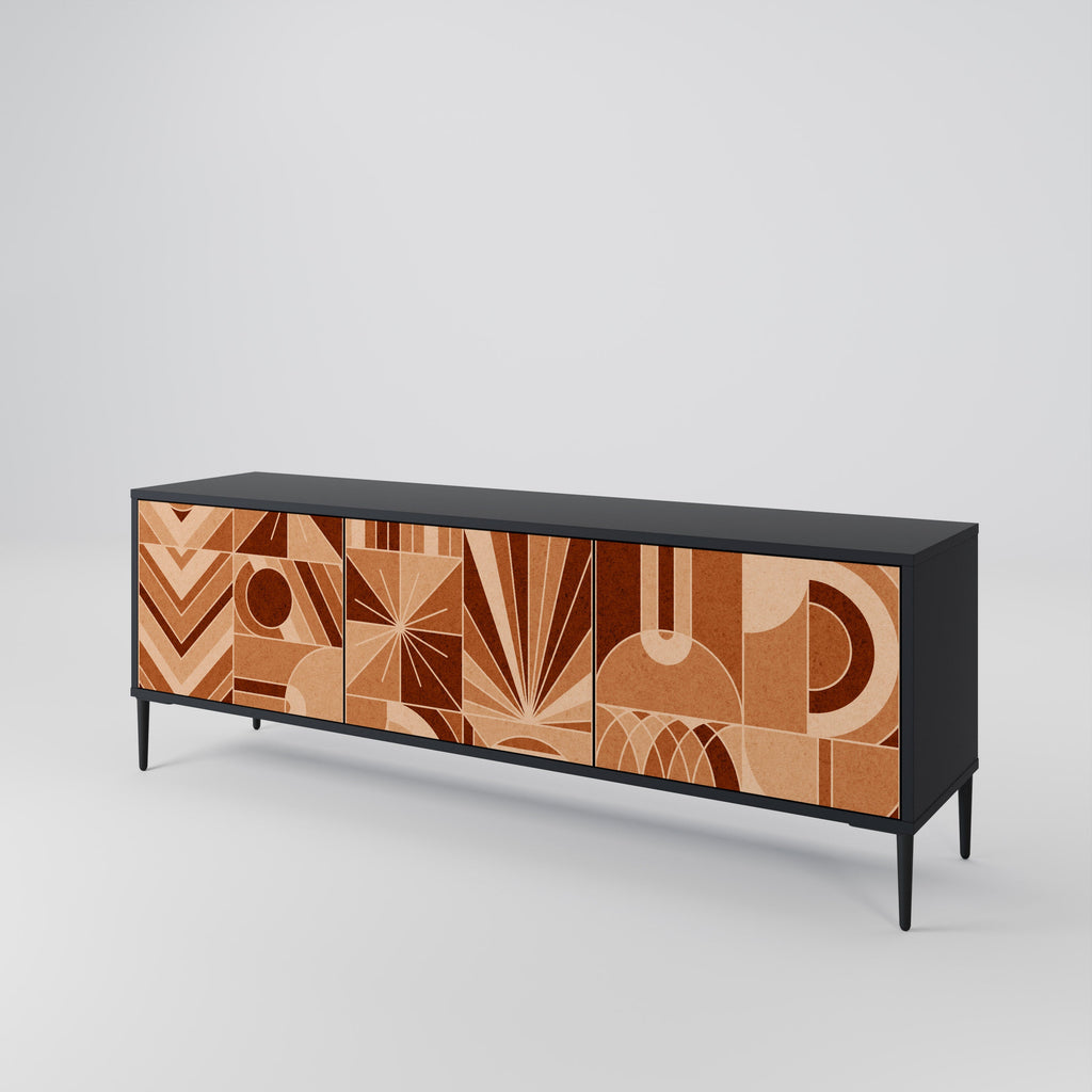 Meuble TV 3 portes PRISM MOSAIC finition noire