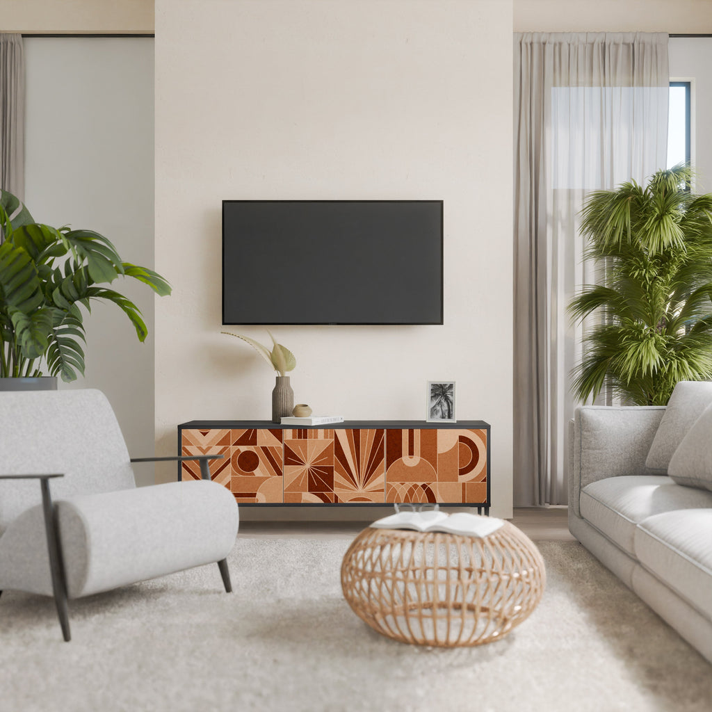 Meuble TV 3 portes PRISM MOSAIC finition noire