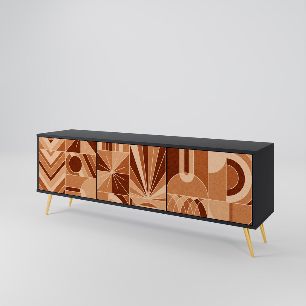 Meuble TV 3 portes PRISM MOSAIC finition noire