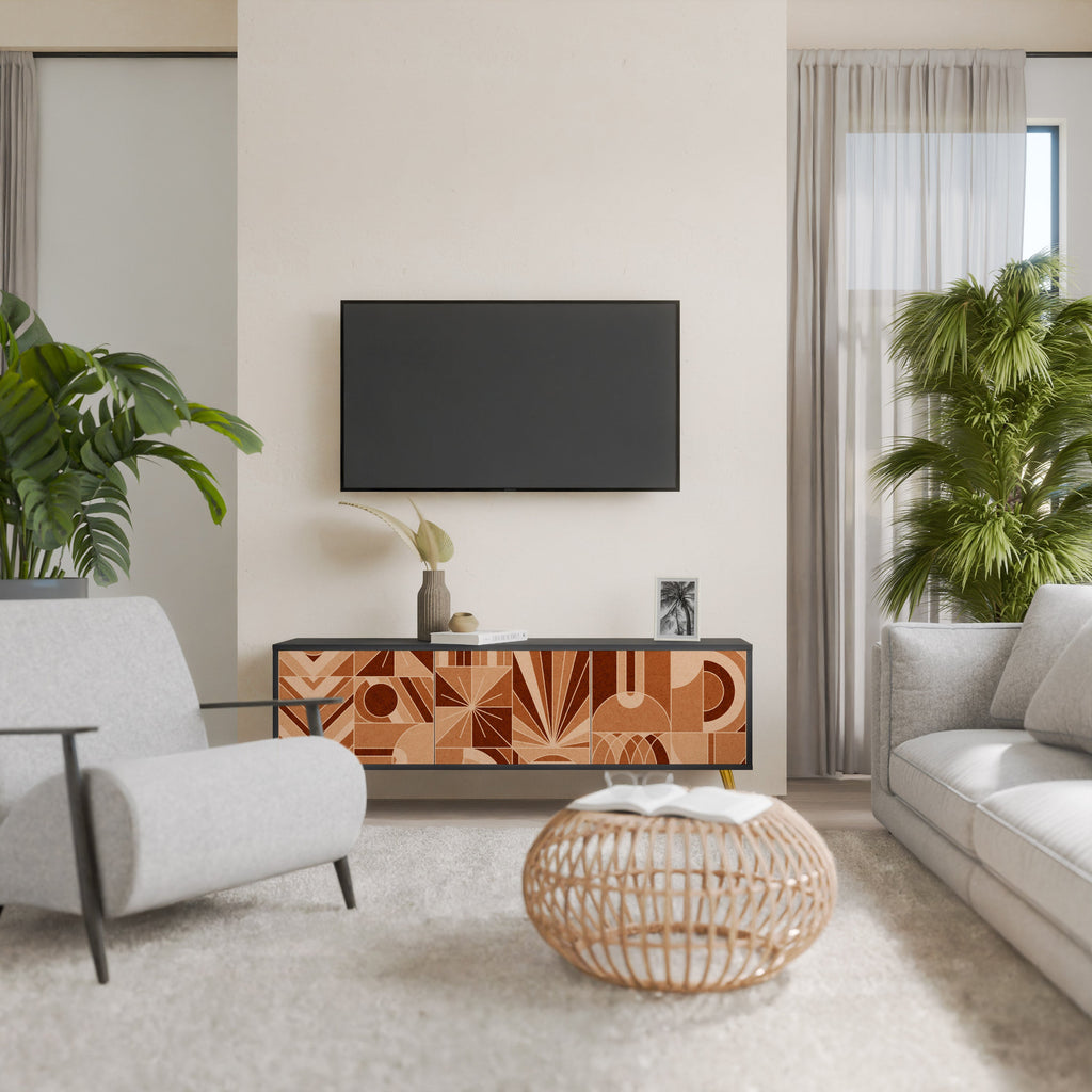 Meuble TV 3 portes PRISM MOSAIC finition noire