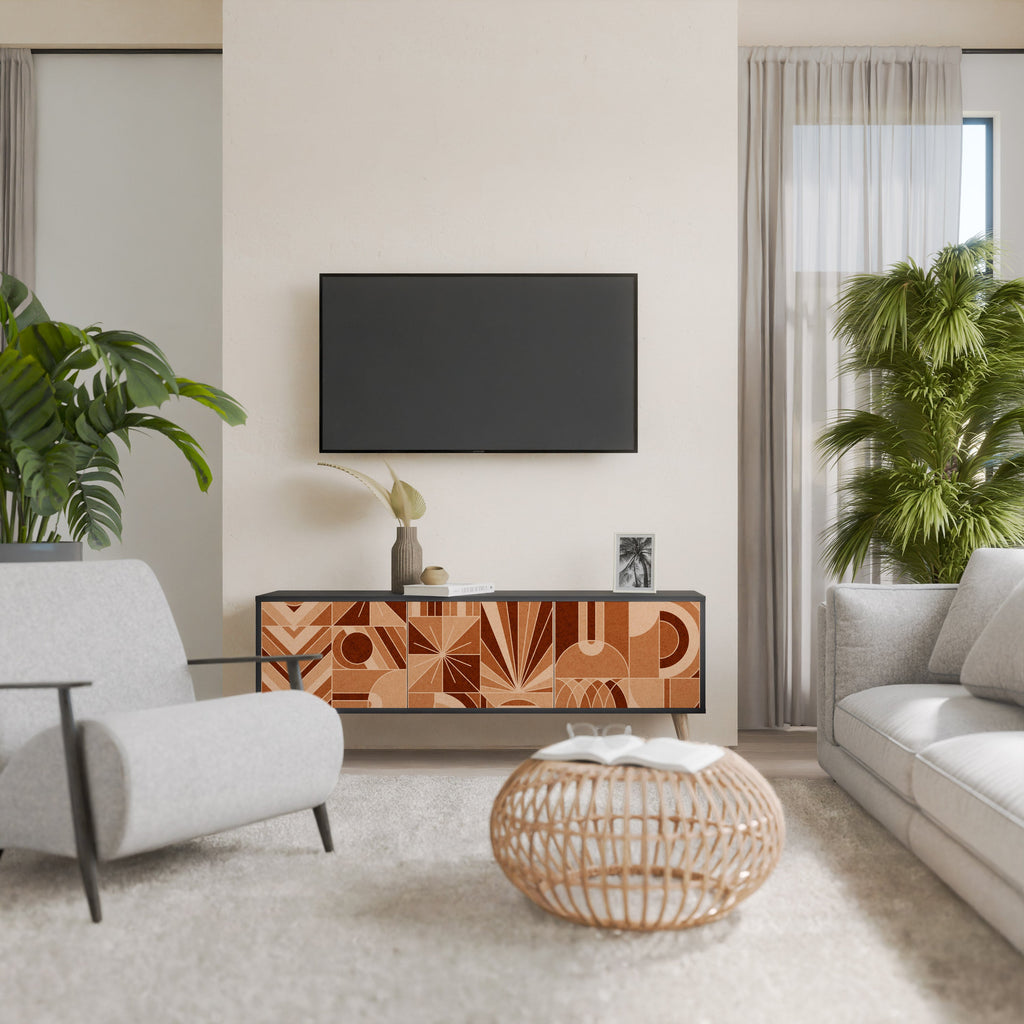 Meuble TV 3 portes PRISM MOSAIC finition noire