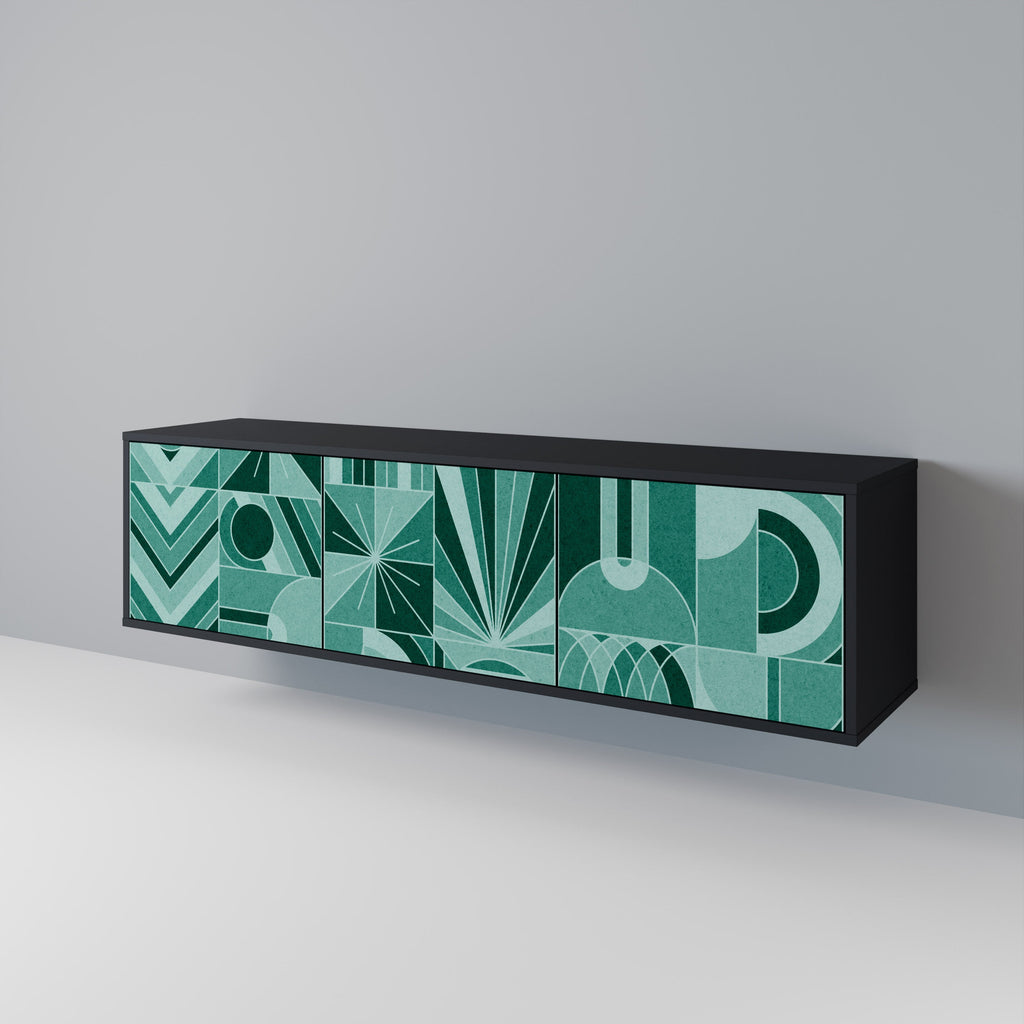 HARMONIC GRID 3-Door TV Stand in Black Finish