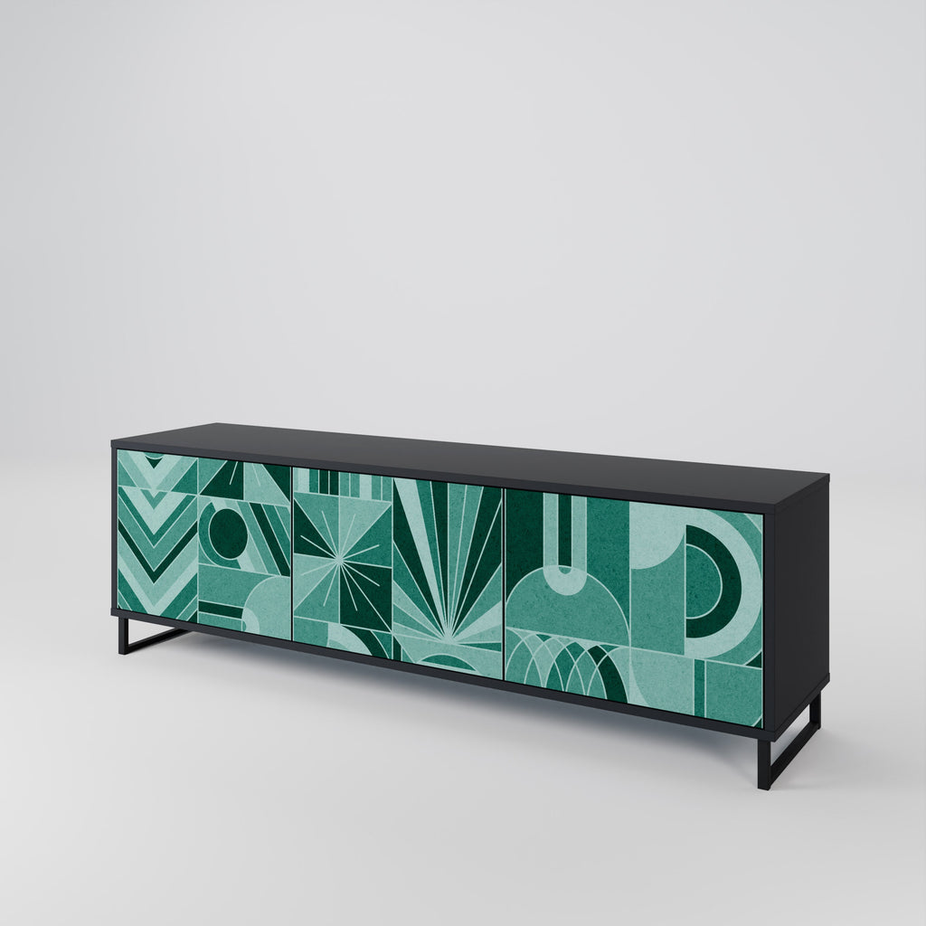 HARMONIC GRID 3-Door TV Stand in Black Finish