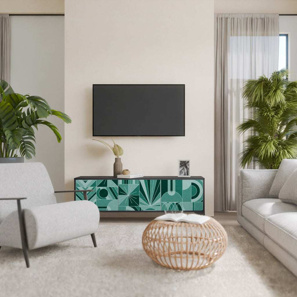 HARMONIC GRID 3-Door TV Stand in Black Finish