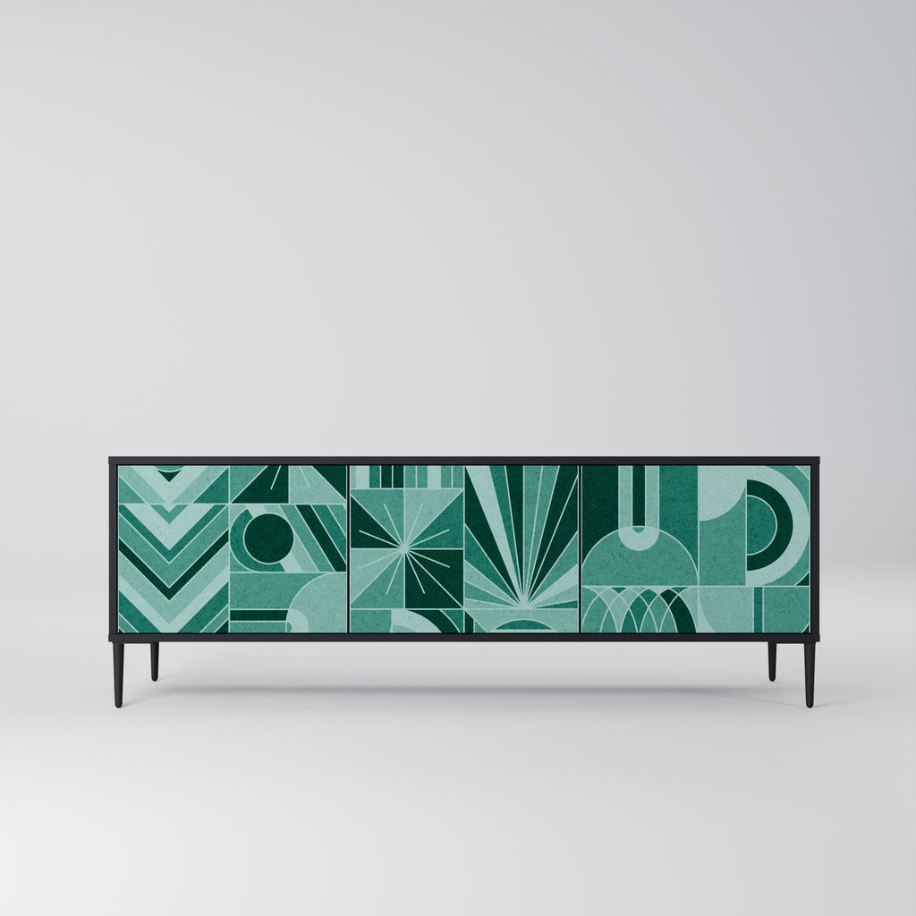 HARMONIC GRID 3-Door TV Stand in Black Finish