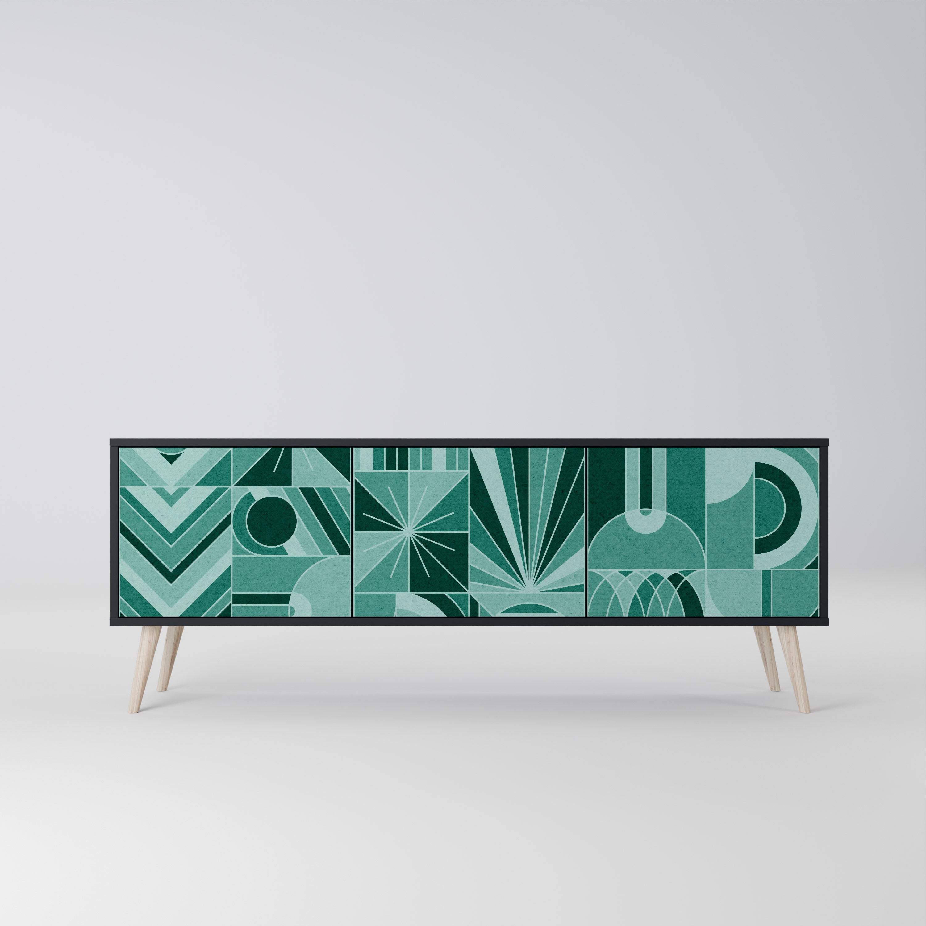 Meuble TV 3 portes HARMONIC GRID finition noire