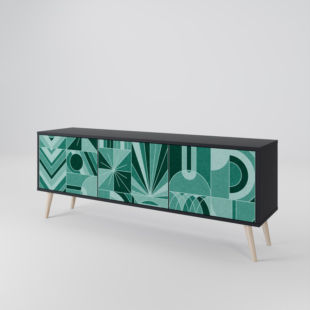 HARMONIC GRID 3-Door TV Stand in Black Finish