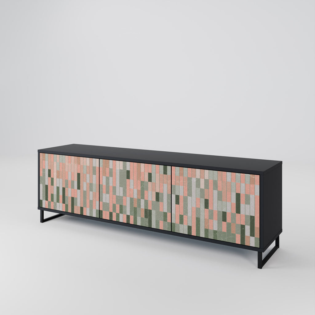 CONSTRUIRE L'AVENIR Meuble TV 3 portes en finition noire