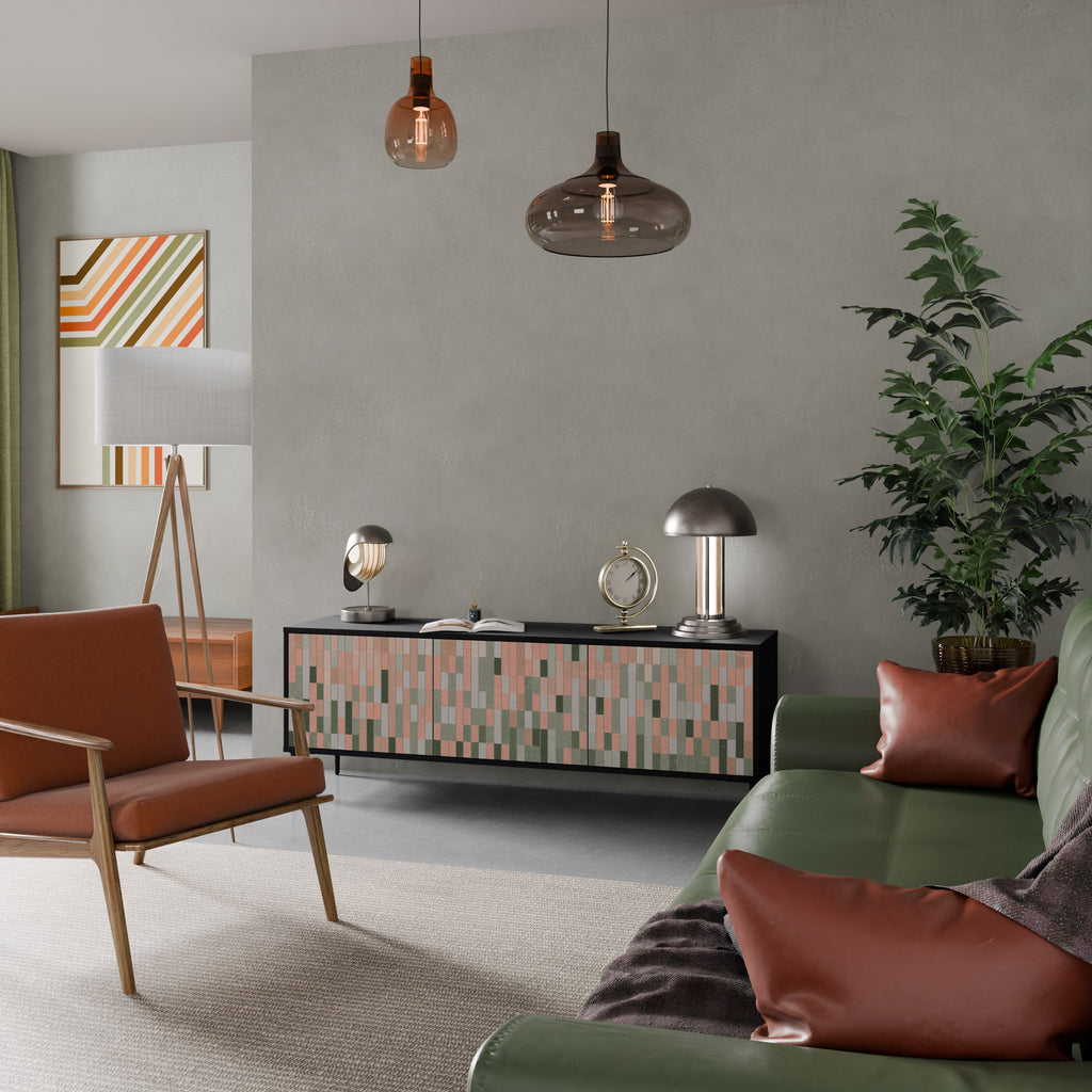 CONSTRUIRE L'AVENIR Meuble TV 3 portes en finition noire