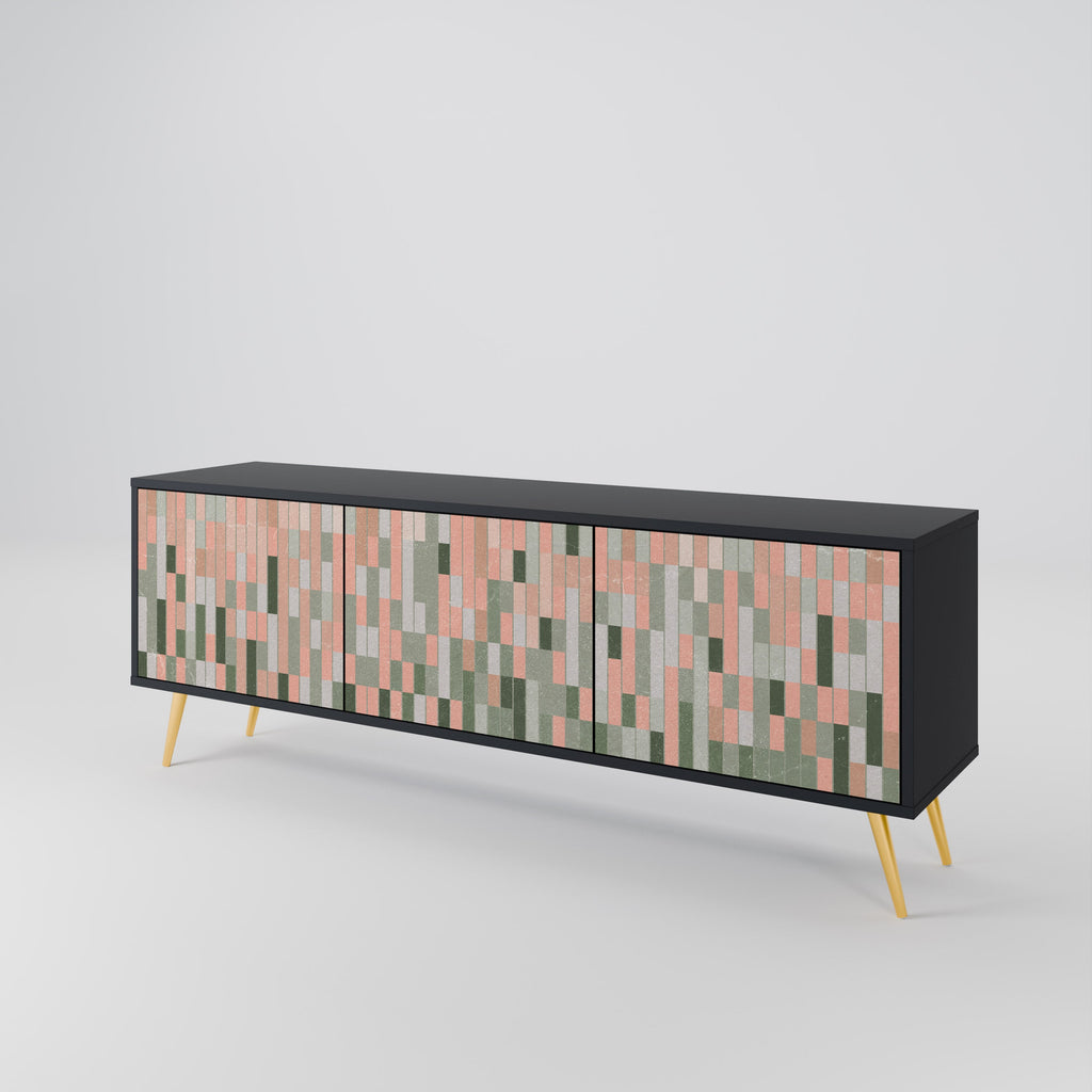 CONSTRUIRE L'AVENIR Meuble TV 3 portes en finition noire