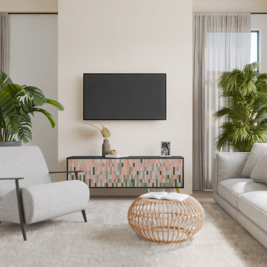 CONSTRUIRE L'AVENIR Meuble TV 3 portes en finition noire