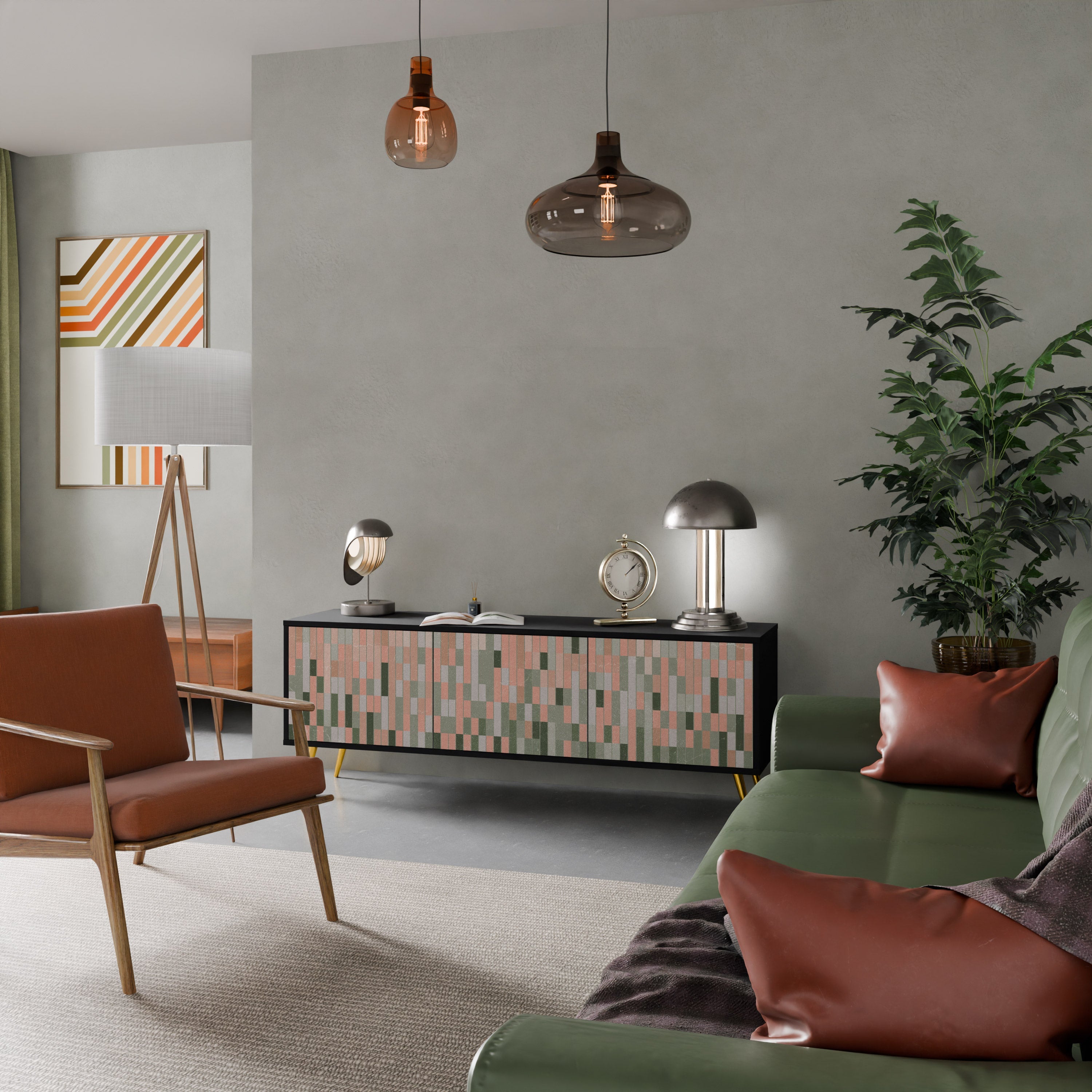 CONSTRUIRE L'AVENIR Meuble TV 3 portes en finition noire