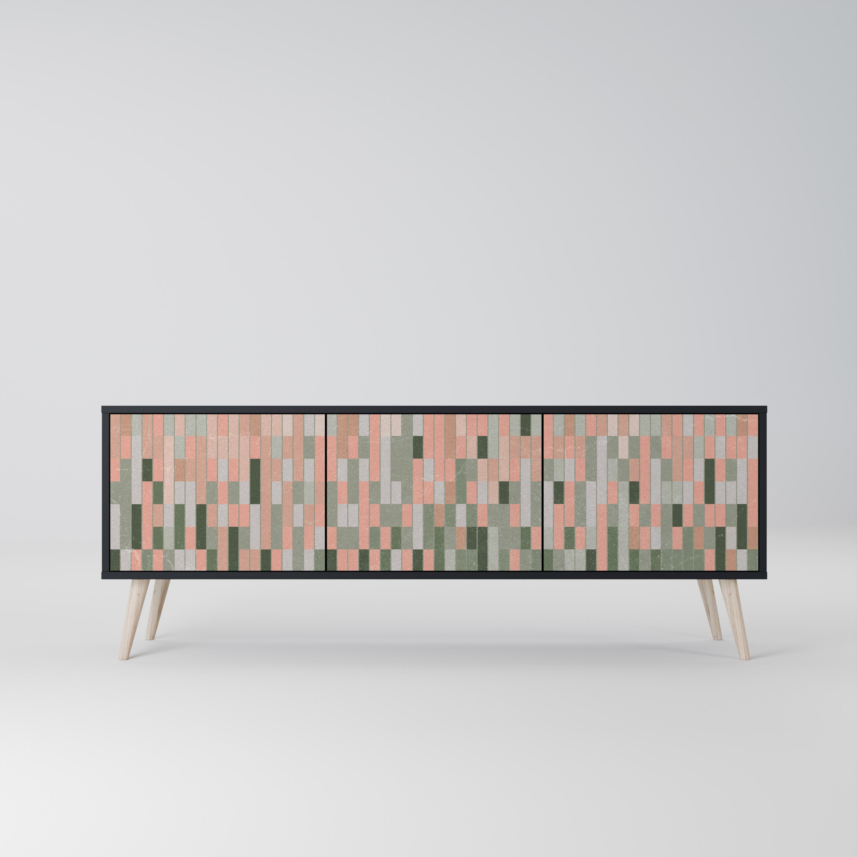 CONSTRUIRE L'AVENIR Meuble TV 3 portes en finition noire