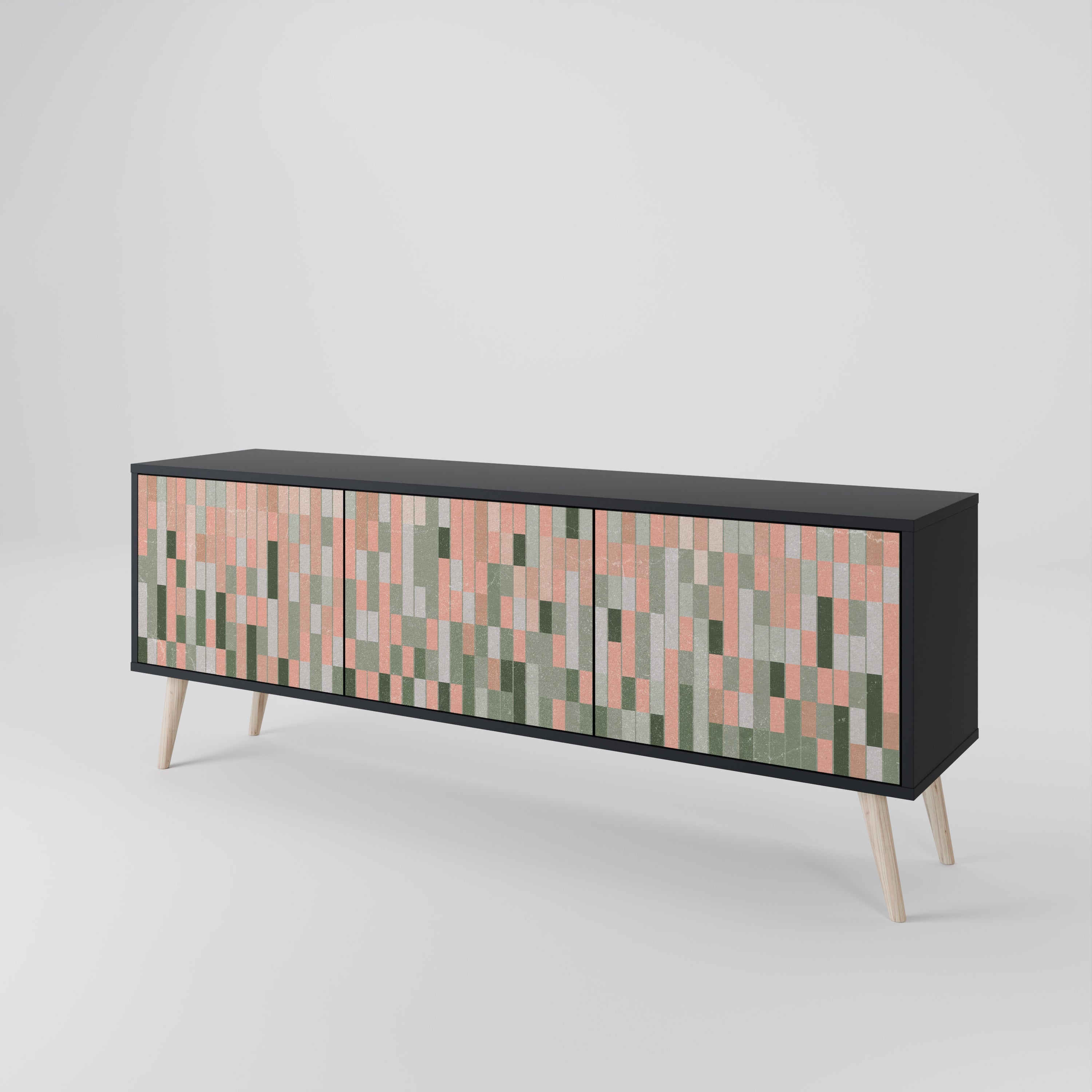 CONSTRUIRE L'AVENIR Meuble TV 3 portes en finition noire