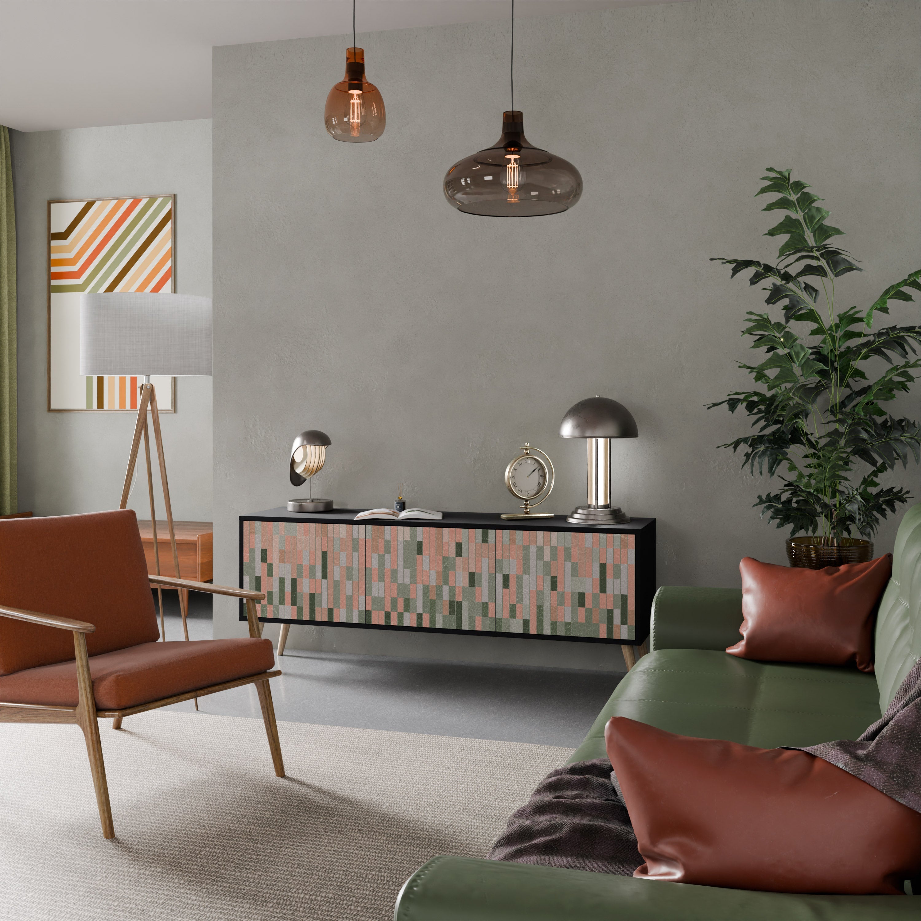 CONSTRUIRE L'AVENIR Meuble TV 3 portes en finition noire