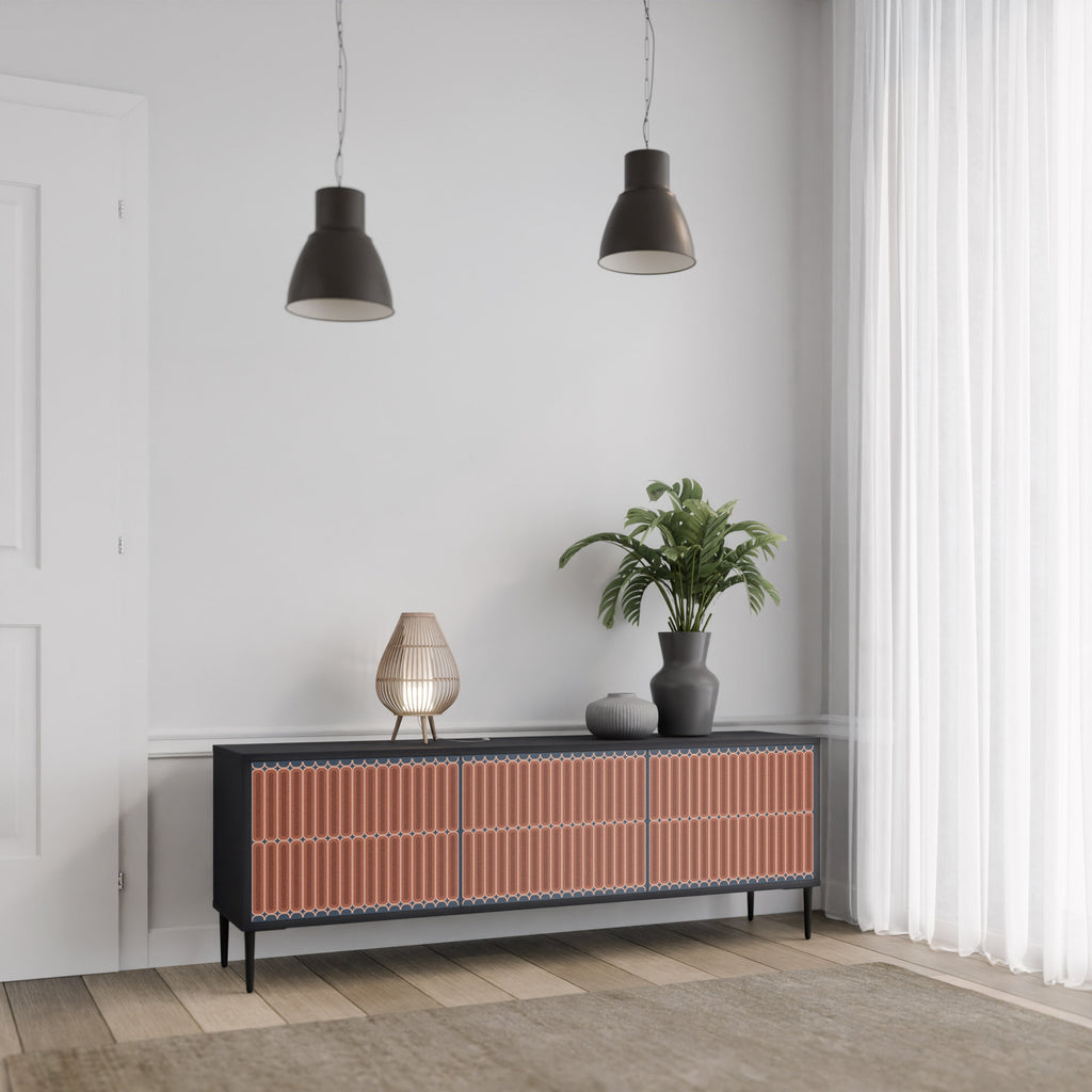 Meuble TV 3 portes HYPNOTIC GATE finition noire