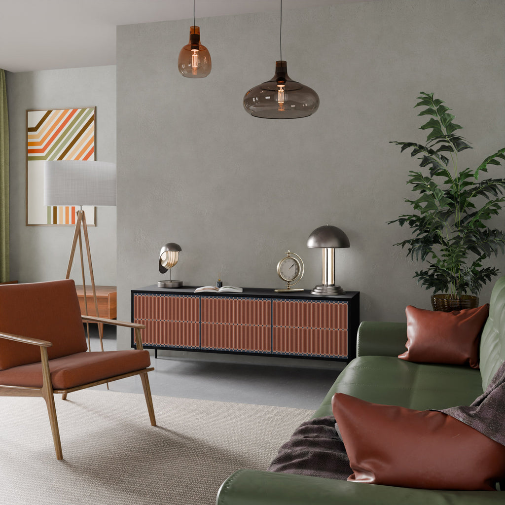 Meuble TV 3 portes HYPNOTIC GATE finition noire