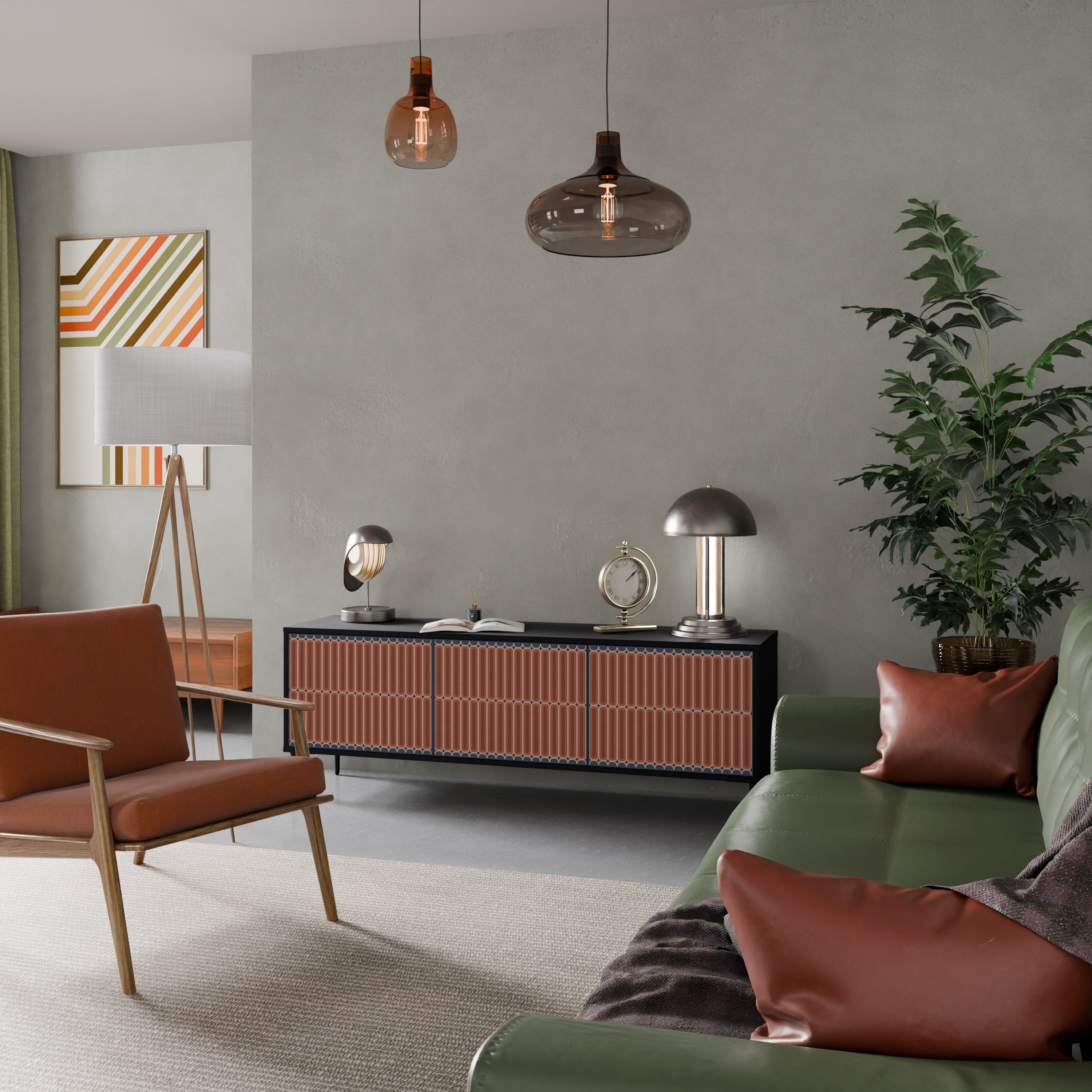 Meuble TV 3 portes HYPNOTIC GATE finition noire