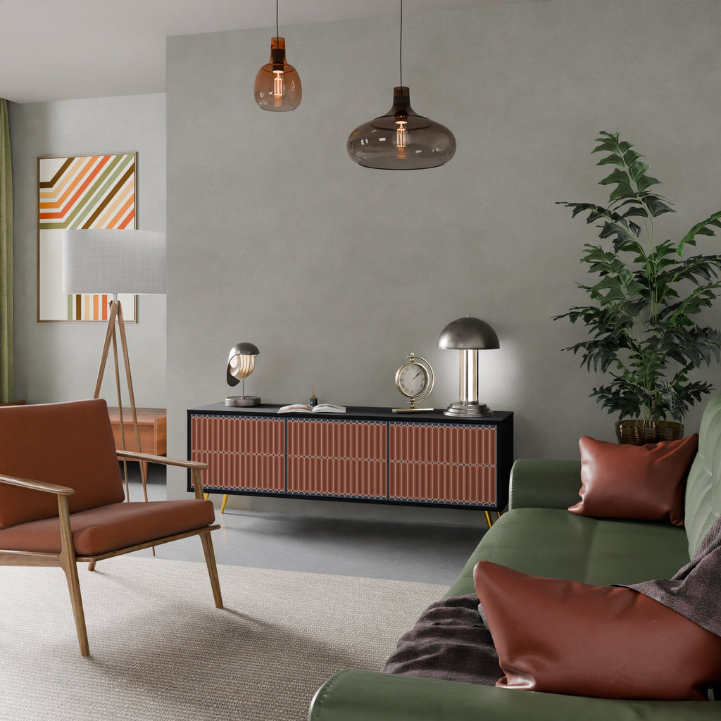 Meuble TV 3 portes HYPNOTIC GATE finition noire