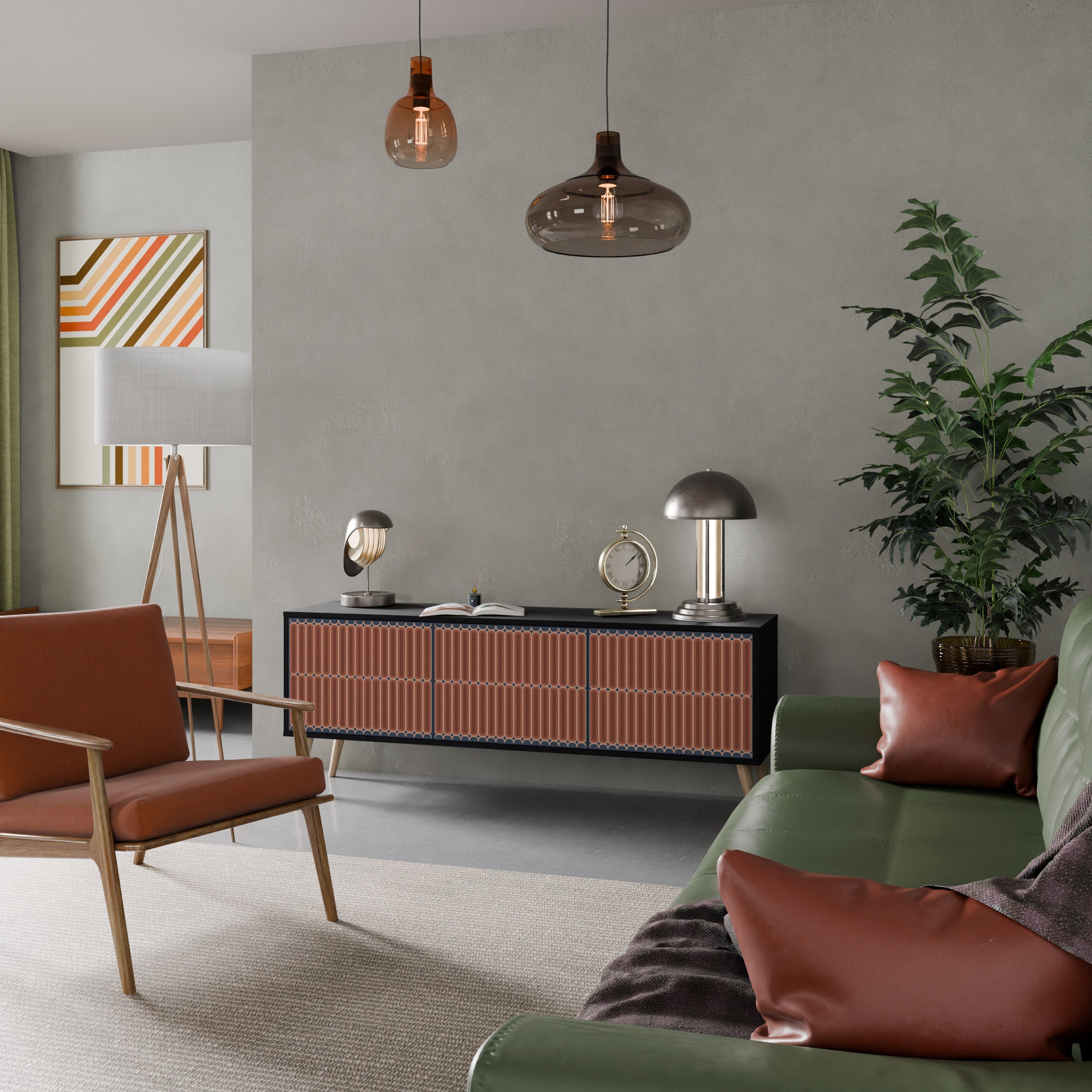 Meuble TV 3 portes HYPNOTIC GATE finition noire