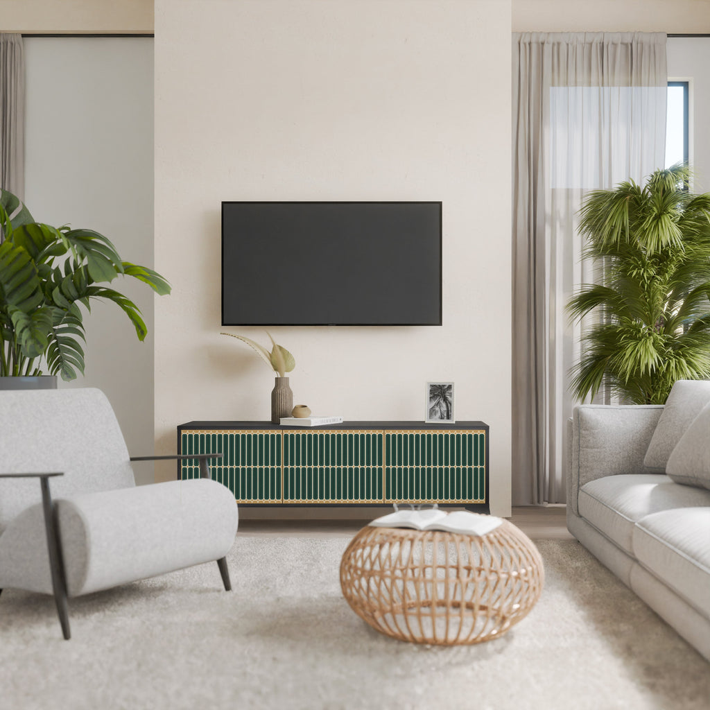 Meuble TV 3 portes ILUSION GATE finition noire