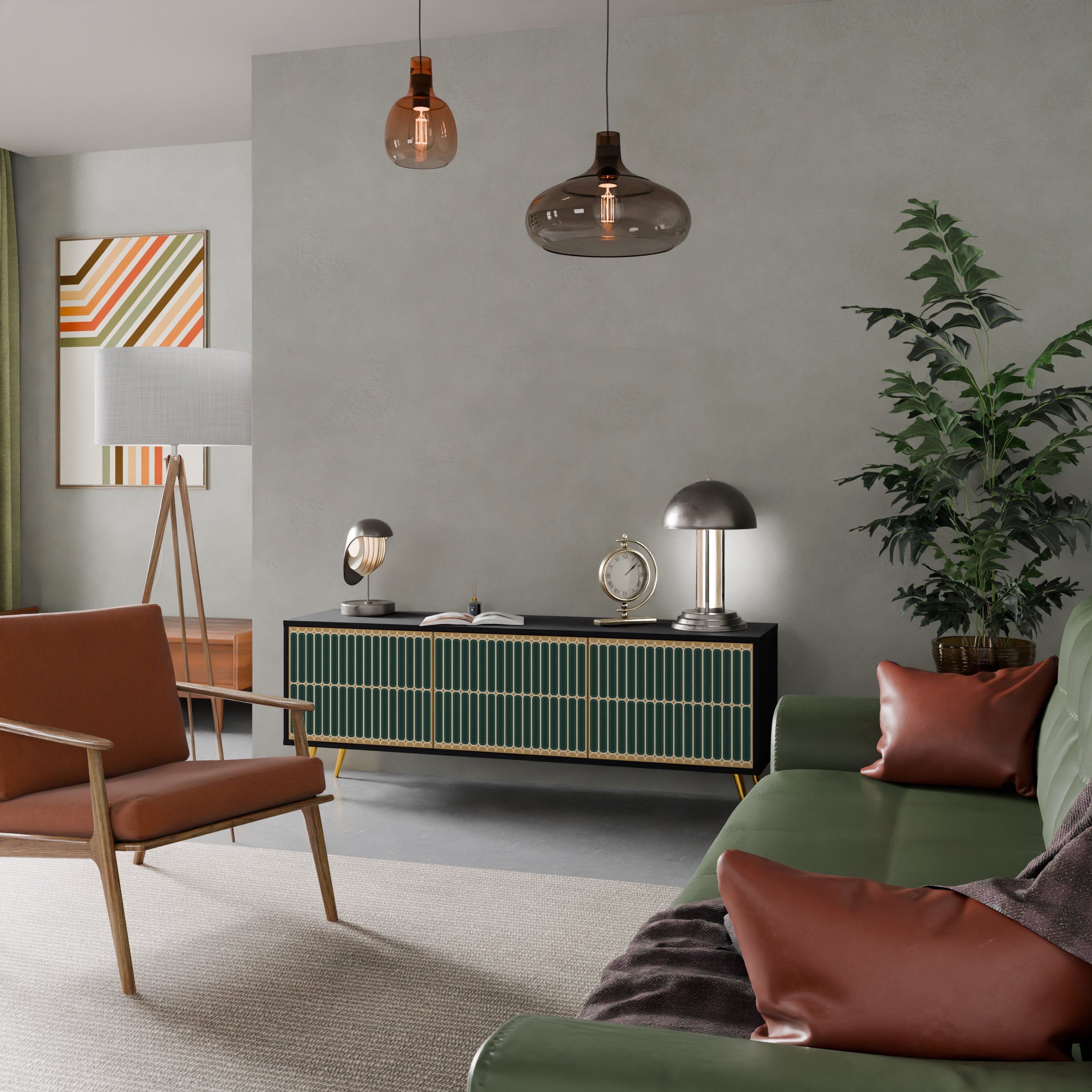 Meuble TV 3 portes ILUSION GATE finition noire