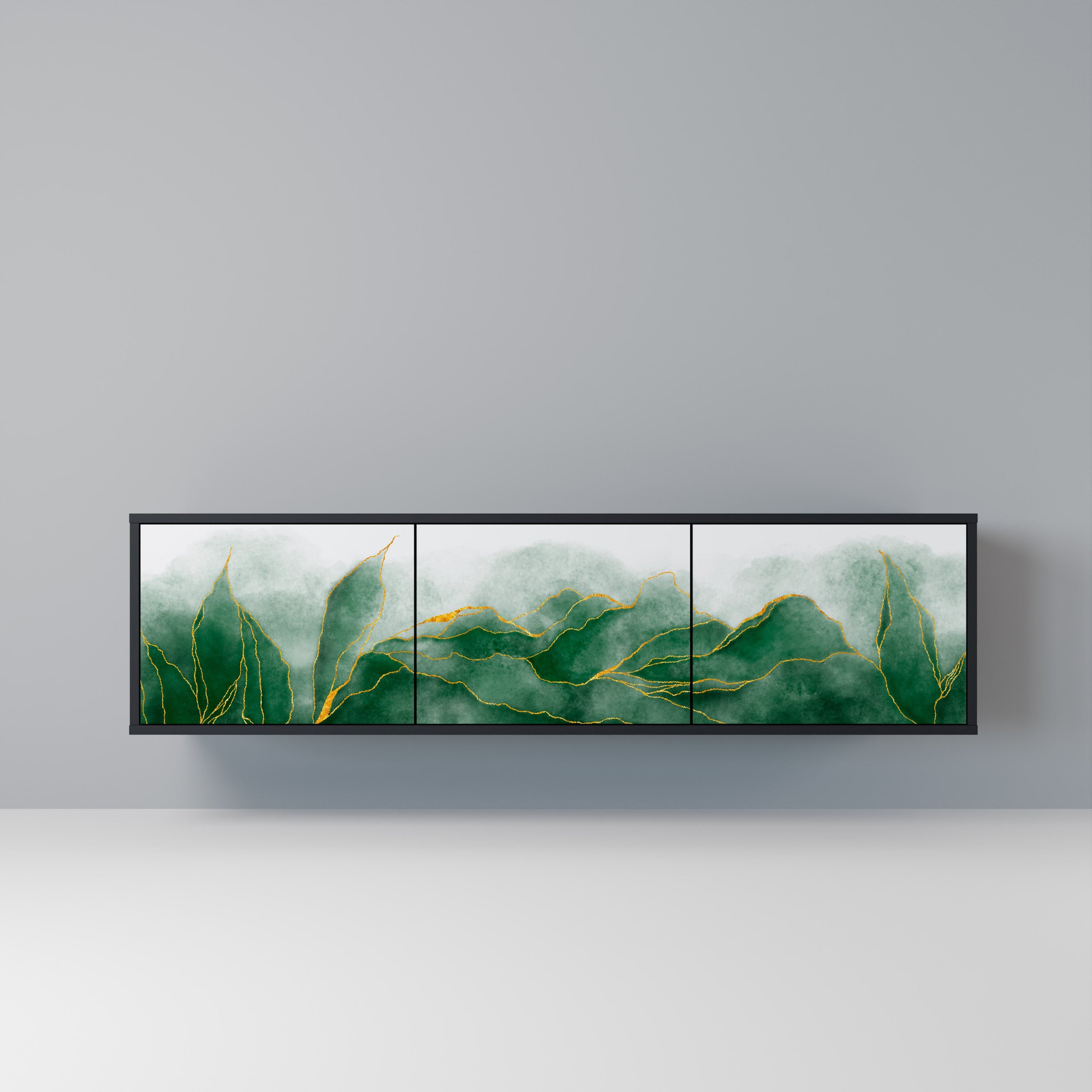 Meuble TV 3 portes EXPENSIVE NATURE en finition noire