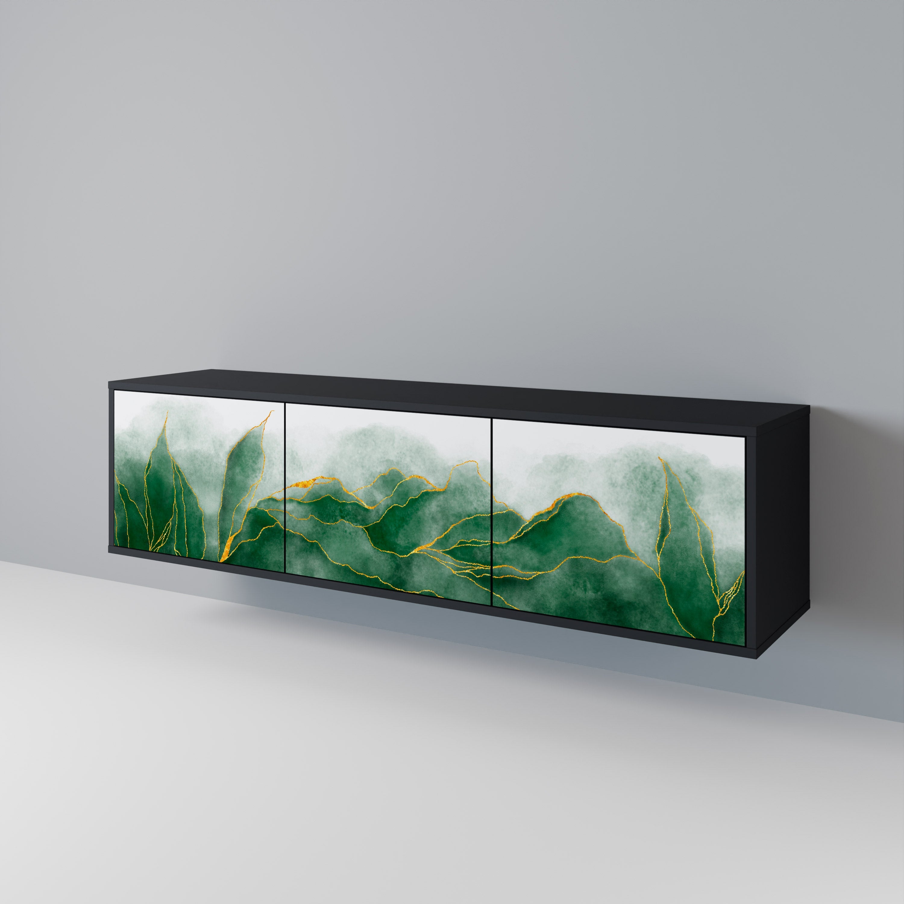 Meuble TV 3 portes EXPENSIVE NATURE en finition noire