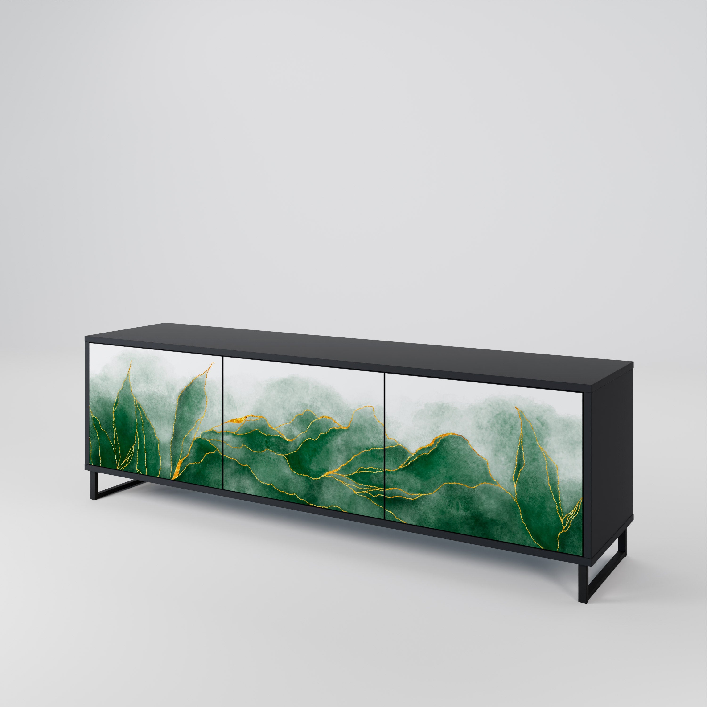 Meuble TV 3 portes EXPENSIVE NATURE en finition noire