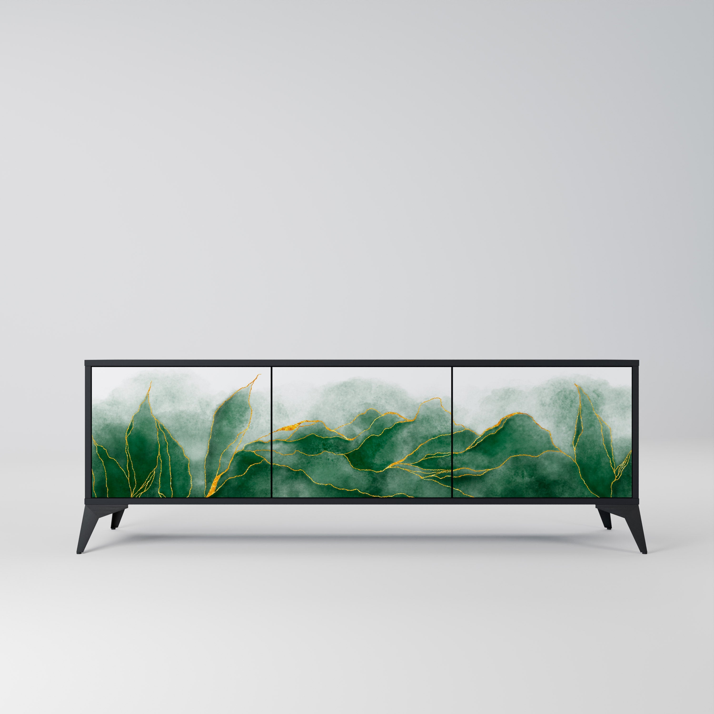 Meuble TV 3 portes EXPENSIVE NATURE en finition noire