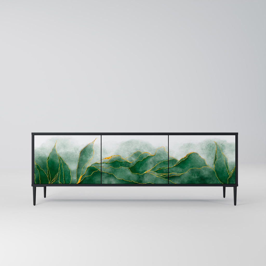 Meuble TV 3 portes EXPENSIVE NATURE en finition noire